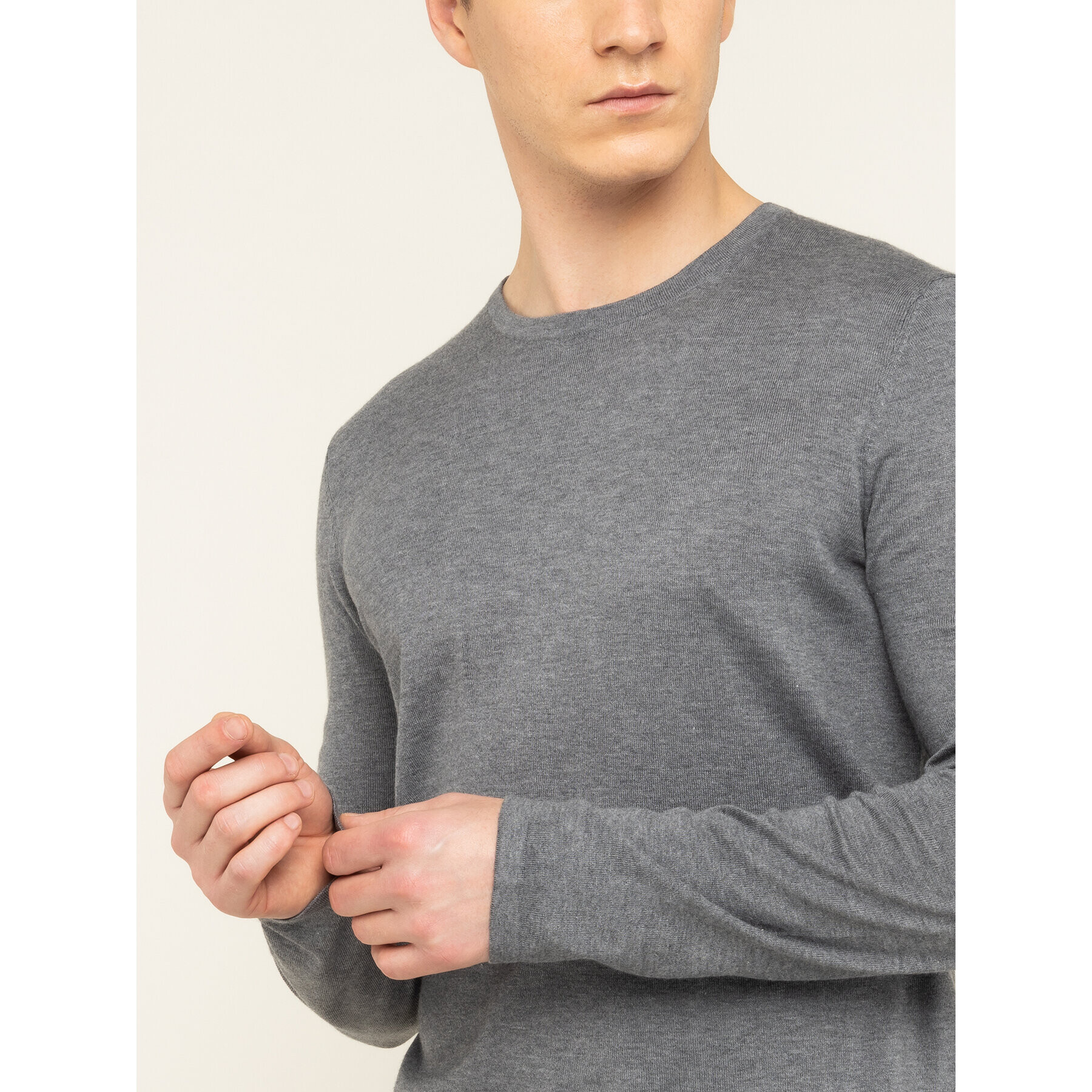 Hugo Пуловер San Bastio 50379543 Сив Regular Fit - Pepit.bg