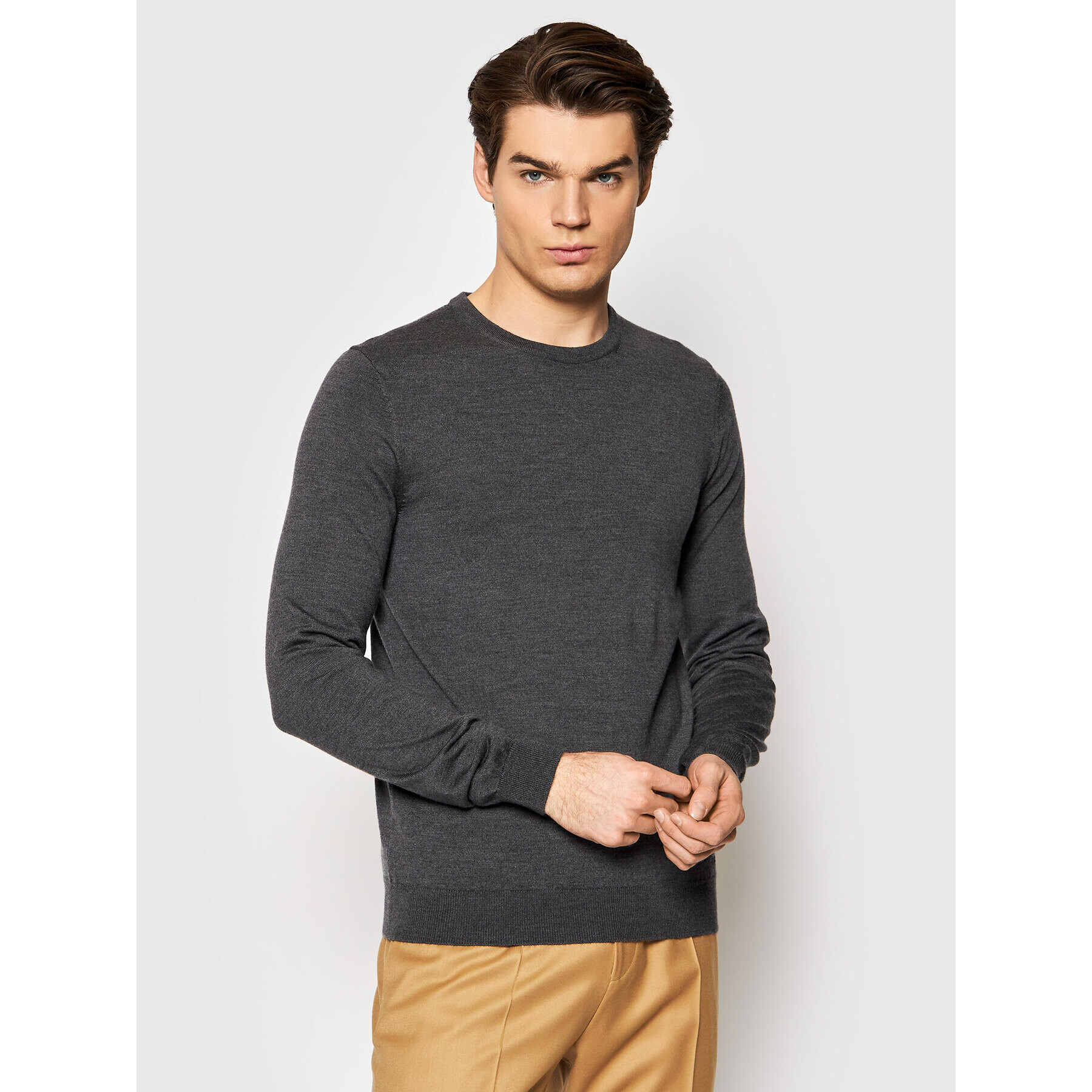 Hugo Пуловер San Paolo 3 50455987 Сив Slim Fit - Pepit.bg