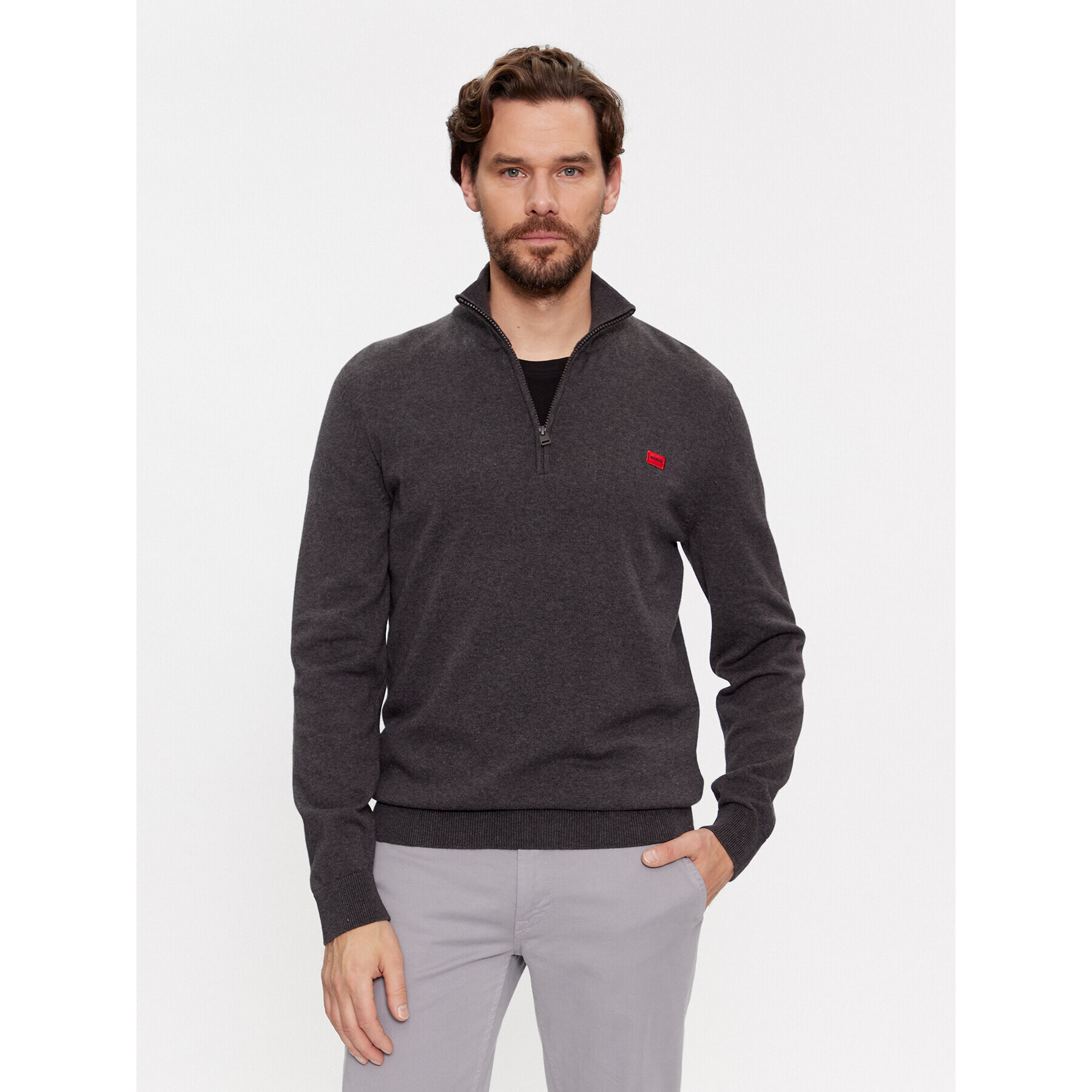 Hugo Пуловер San Quintus-C 50474164 Сив Regular Fit - Pepit.bg
