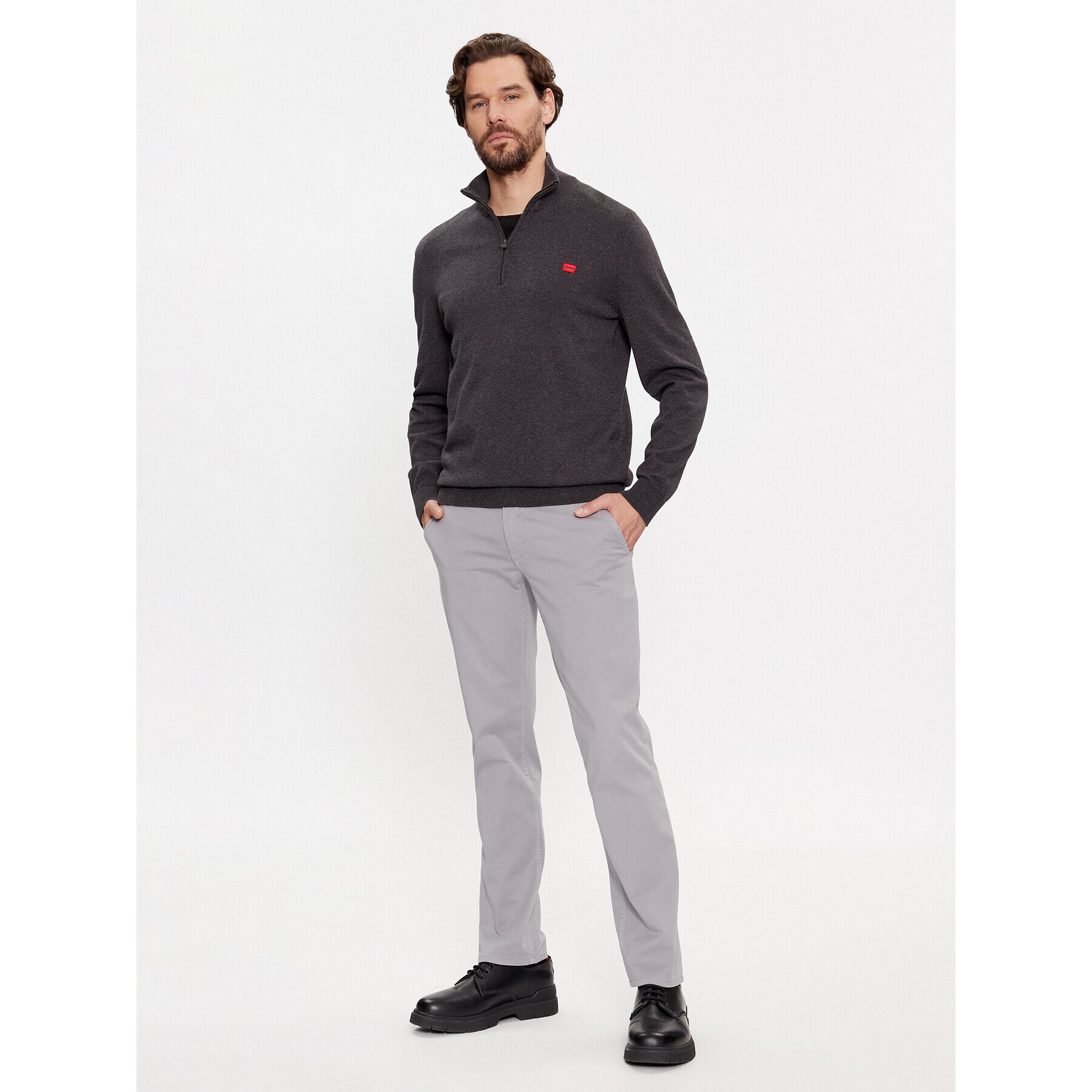 Hugo Пуловер San Quintus-C 50474164 Сив Regular Fit - Pepit.bg