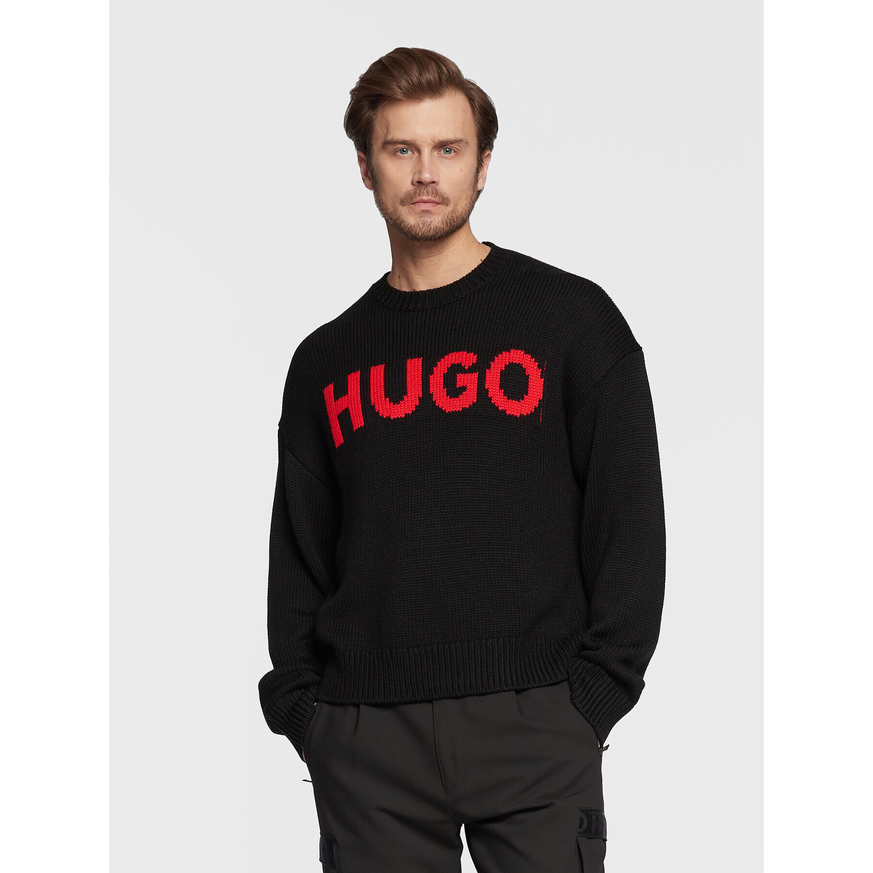 Hugo Пуловер Slogonon 50475072 Черен Oversize - Pepit.bg