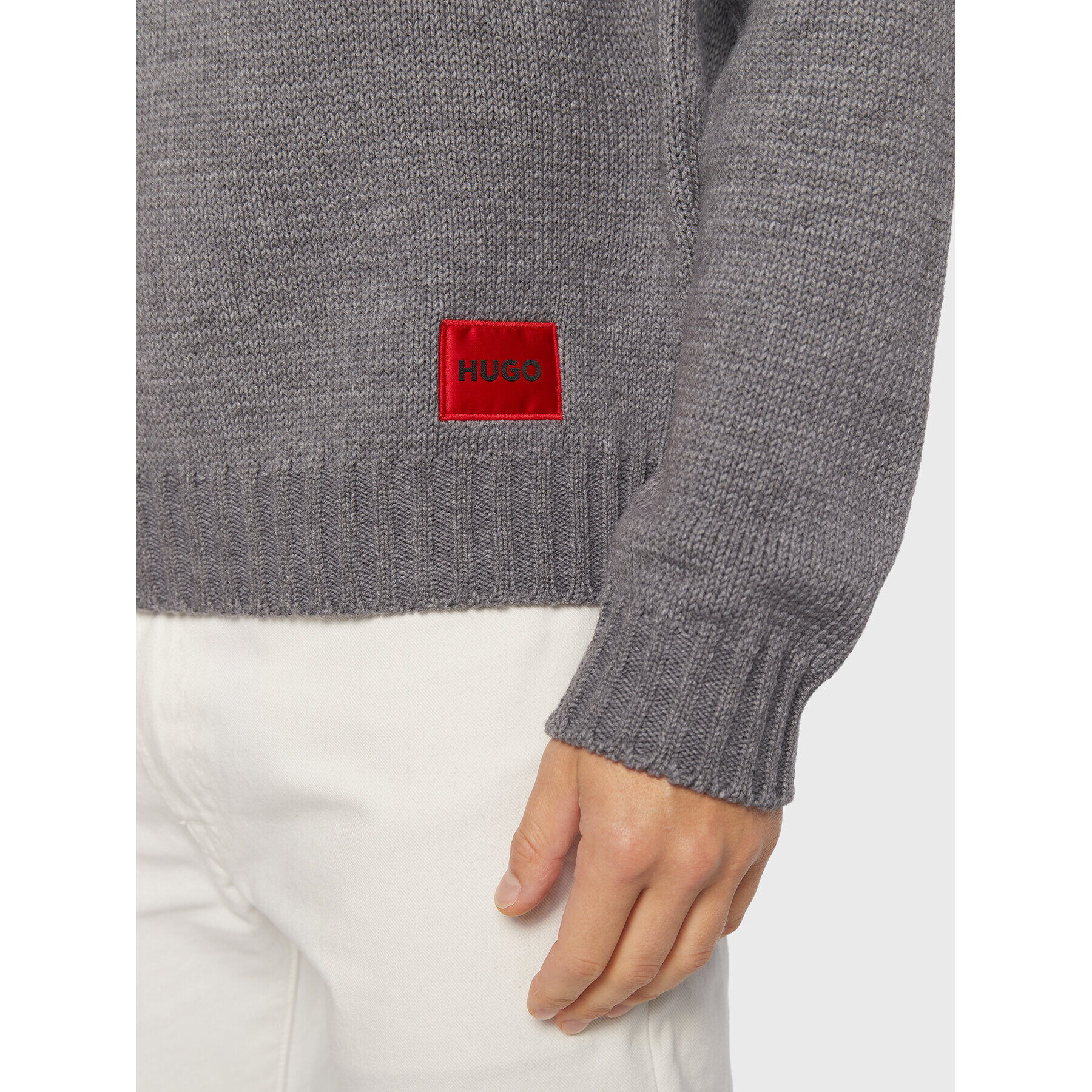 Hugo Пуловер Steenor 50474830 Сив Relaxed Fit - Pepit.bg
