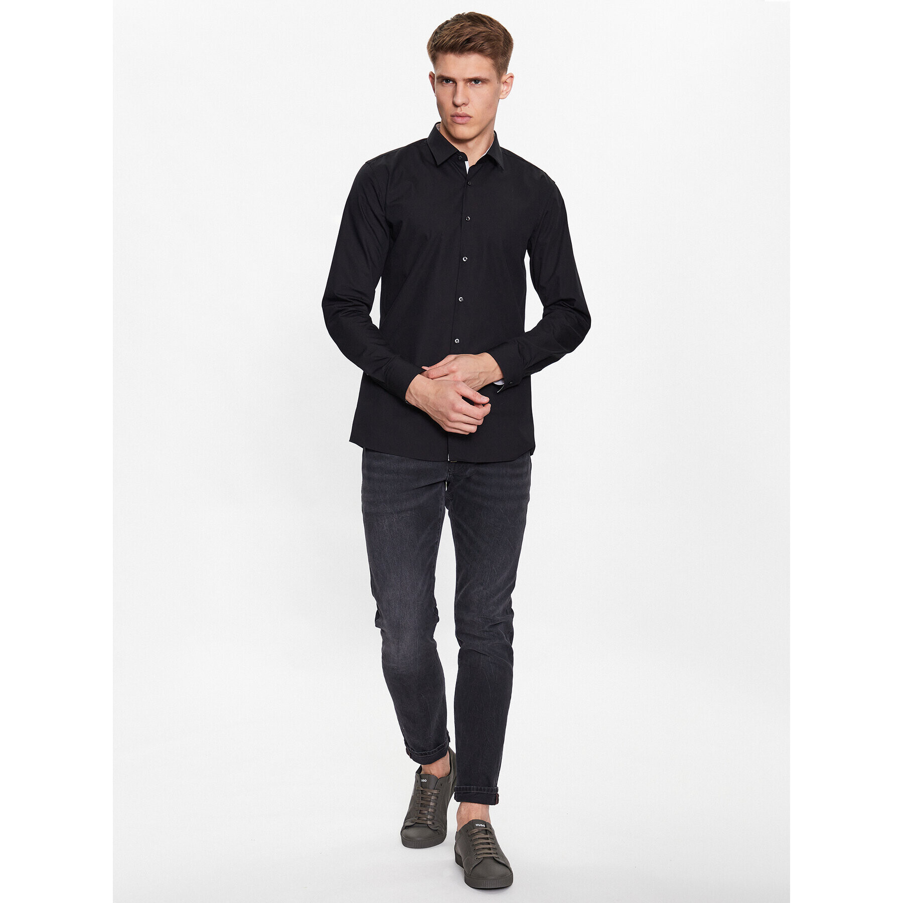 Hugo Риза 50484148 Черен Extra Slim Fit - Pepit.bg