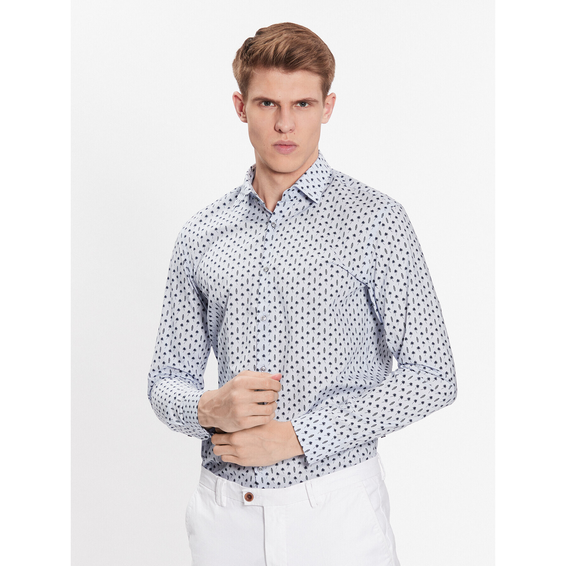 Hugo Риза 50490098 Сив Slim Fit - Pepit.bg