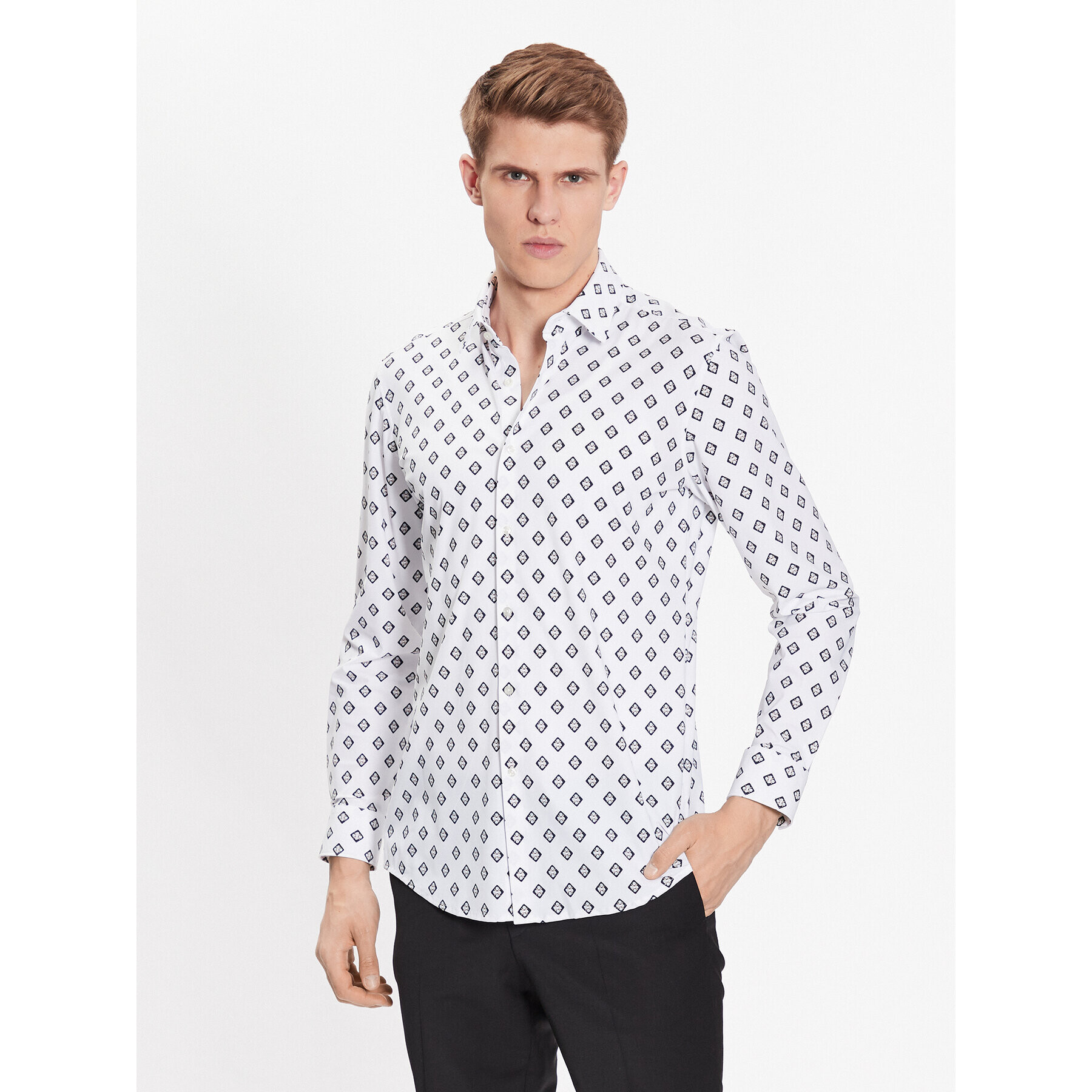 Hugo Риза 50490105 Бял Slim Fit - Pepit.bg