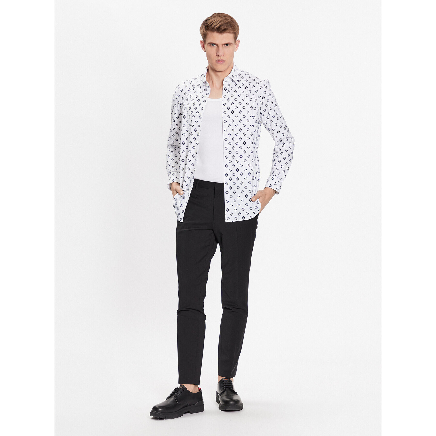 Hugo Риза 50490105 Бял Slim Fit - Pepit.bg