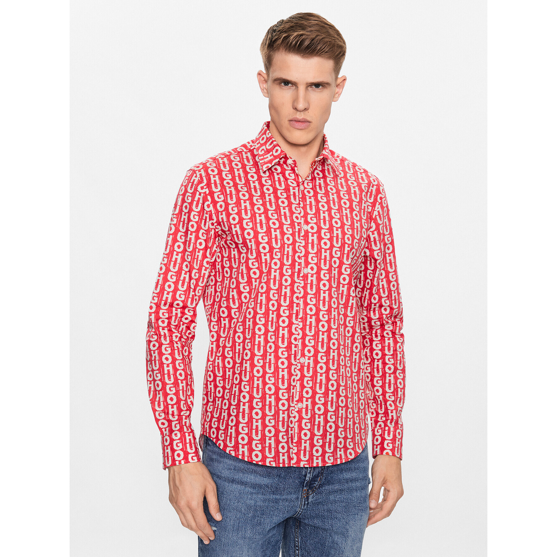 Hugo Риза 50495865 Червен Slim Fit - Pepit.bg