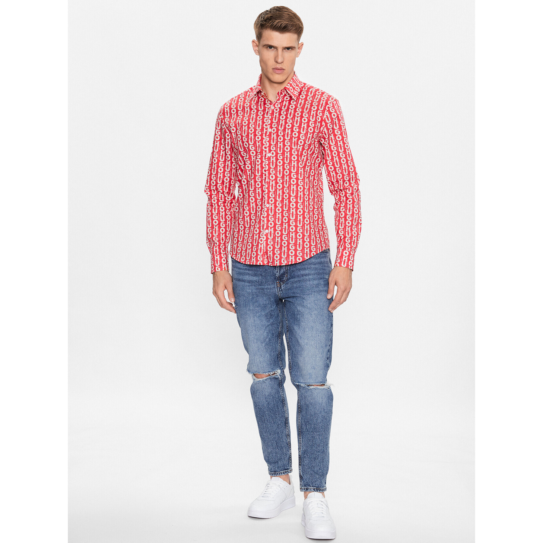 Hugo Риза 50495865 Червен Slim Fit - Pepit.bg