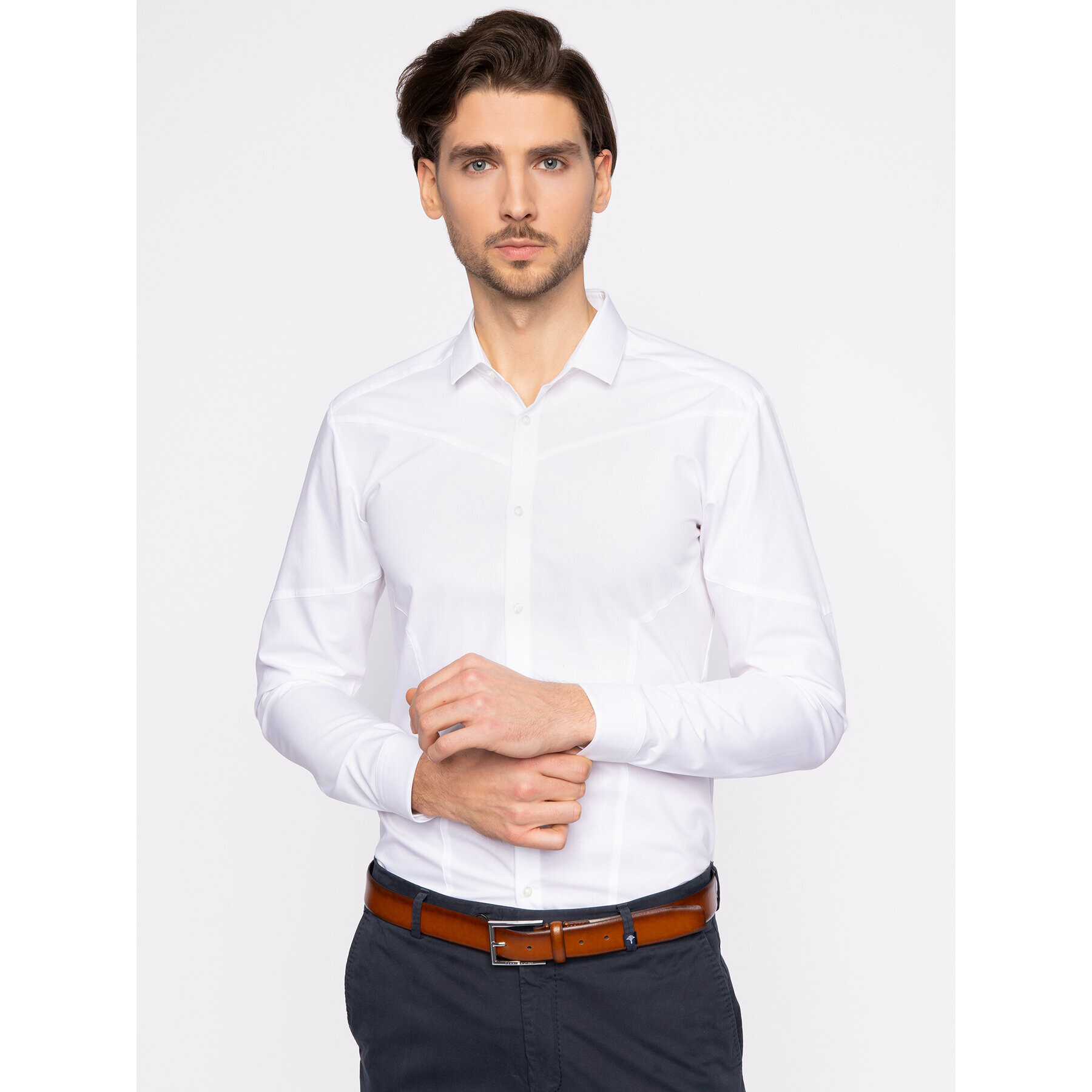 Hugo Риза Emery 50425910 Бял Extra Slim Fit - Pepit.bg