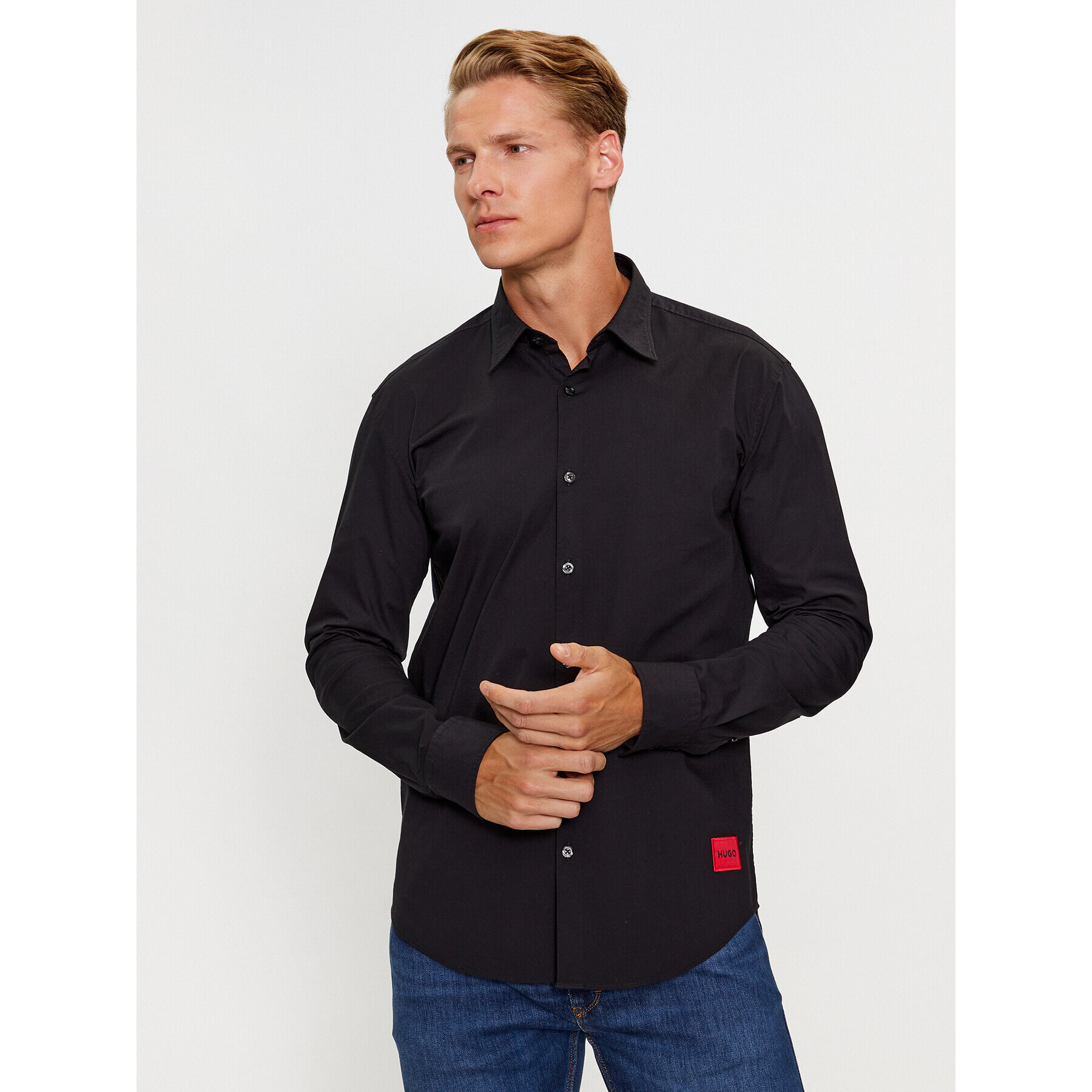 Hugo Риза Ermo 50490733 Черен Slim Fit - Pepit.bg