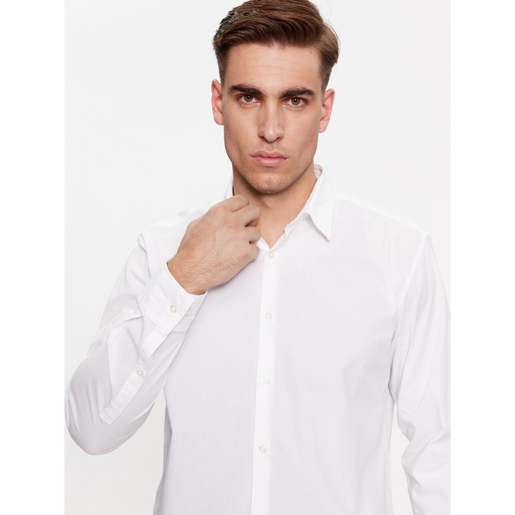 Hugo Риза Ermo 50500216 Бял Slim Fit - Pepit.bg