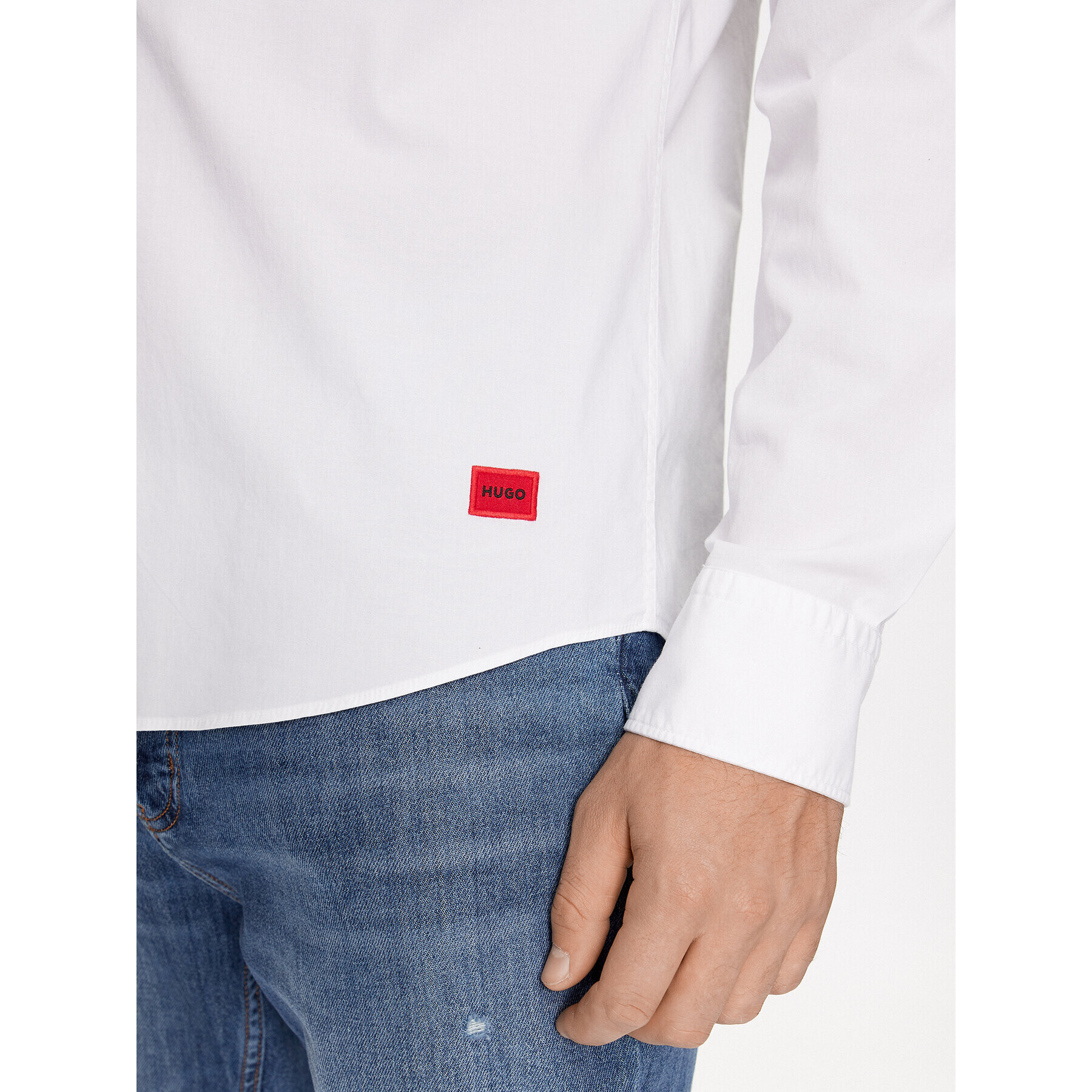 Hugo Риза Ermo 50500216 Бял Slim Fit - Pepit.bg