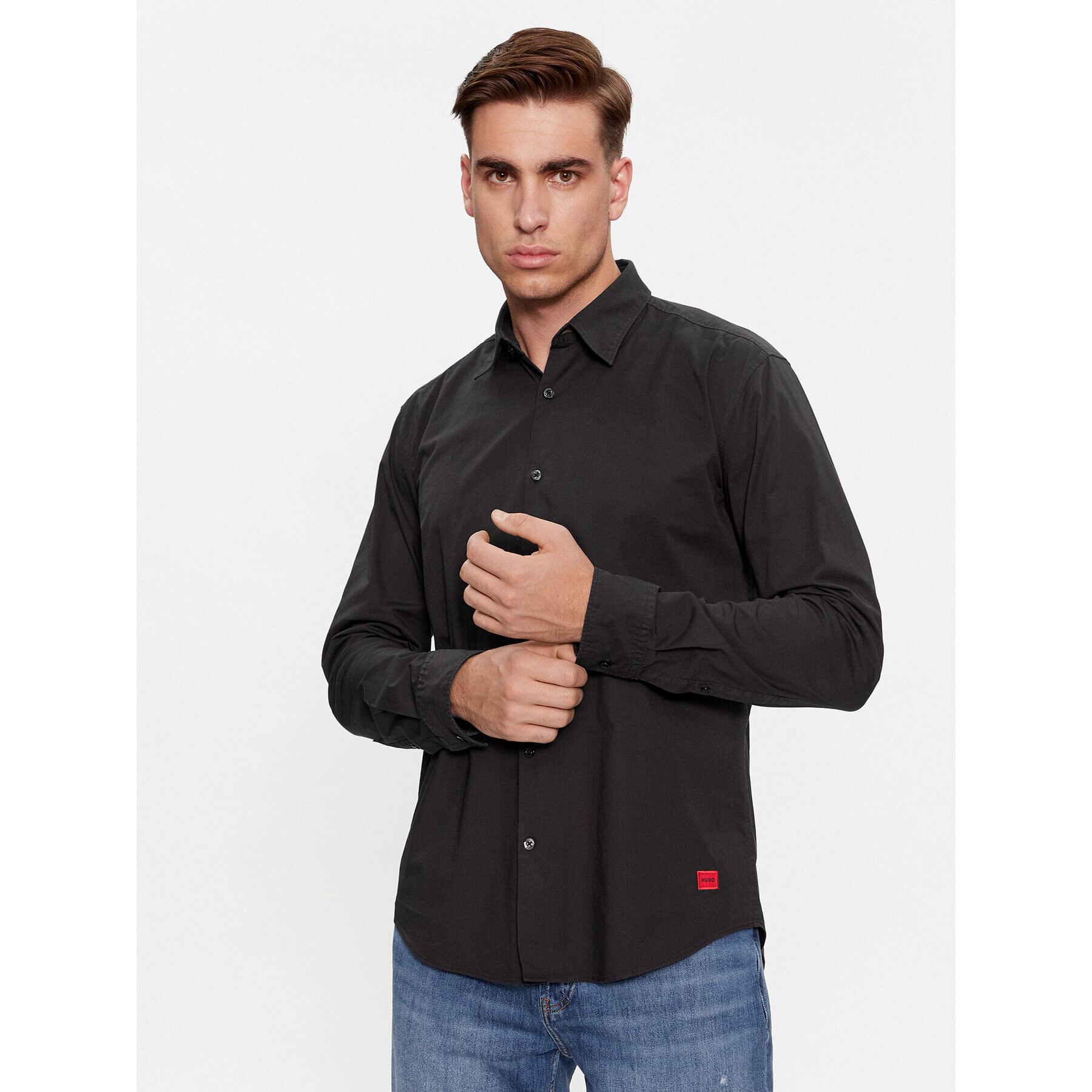 Hugo Риза Ermo 50500216 Черен Slim Fit - Pepit.bg