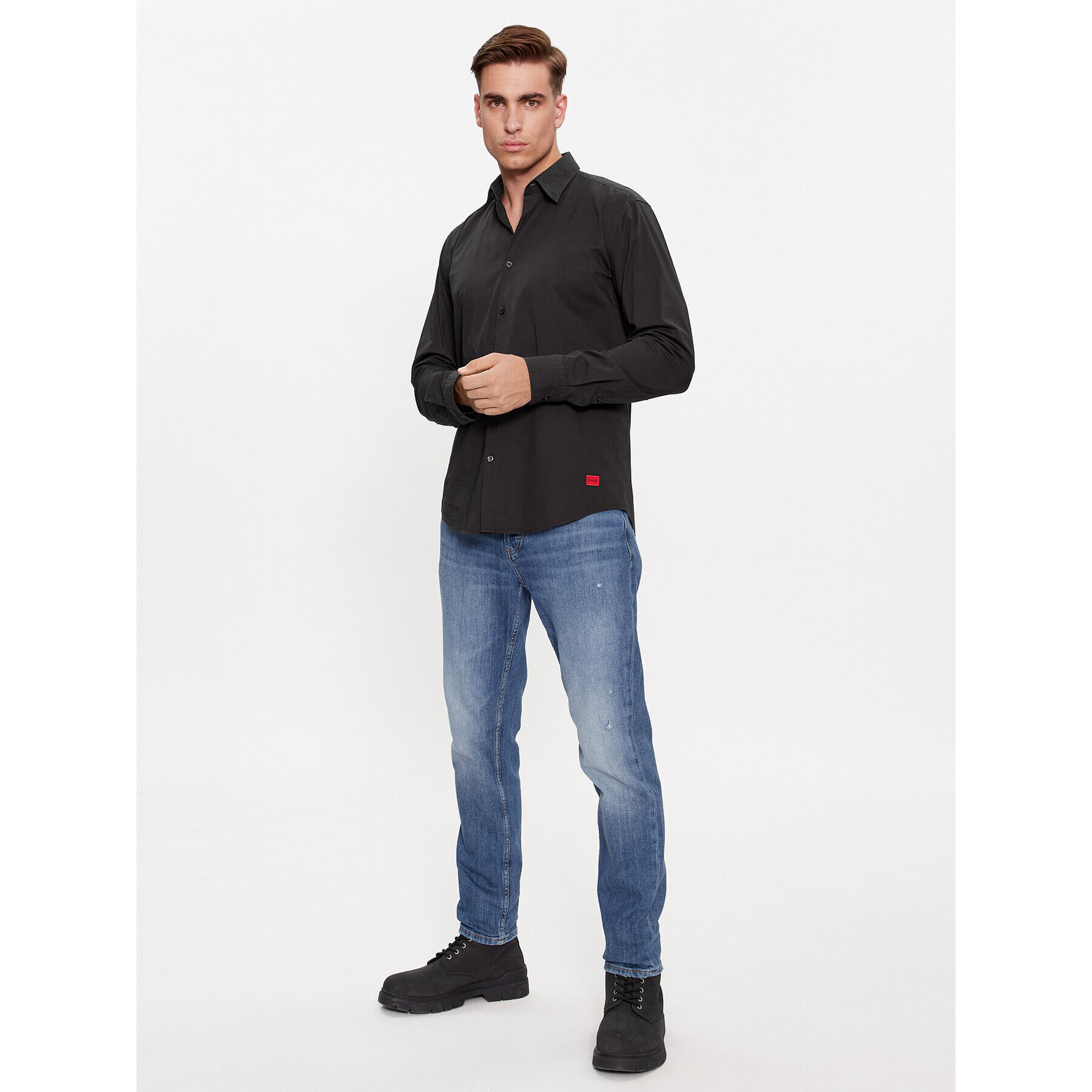 Hugo Риза Ermo 50500216 Черен Slim Fit - Pepit.bg