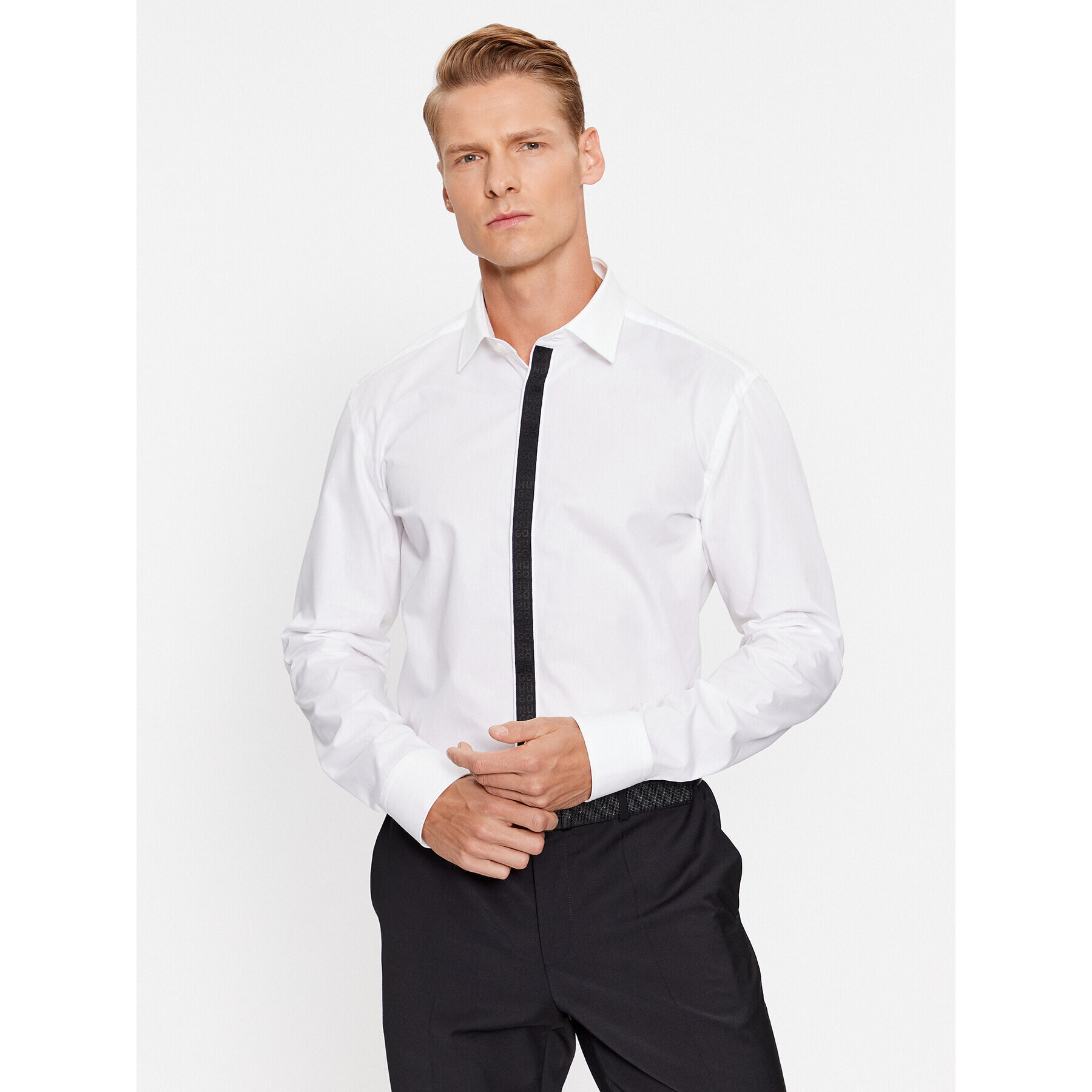 Hugo Риза Keidi 50500966 Бял Slim Fit - Pepit.bg