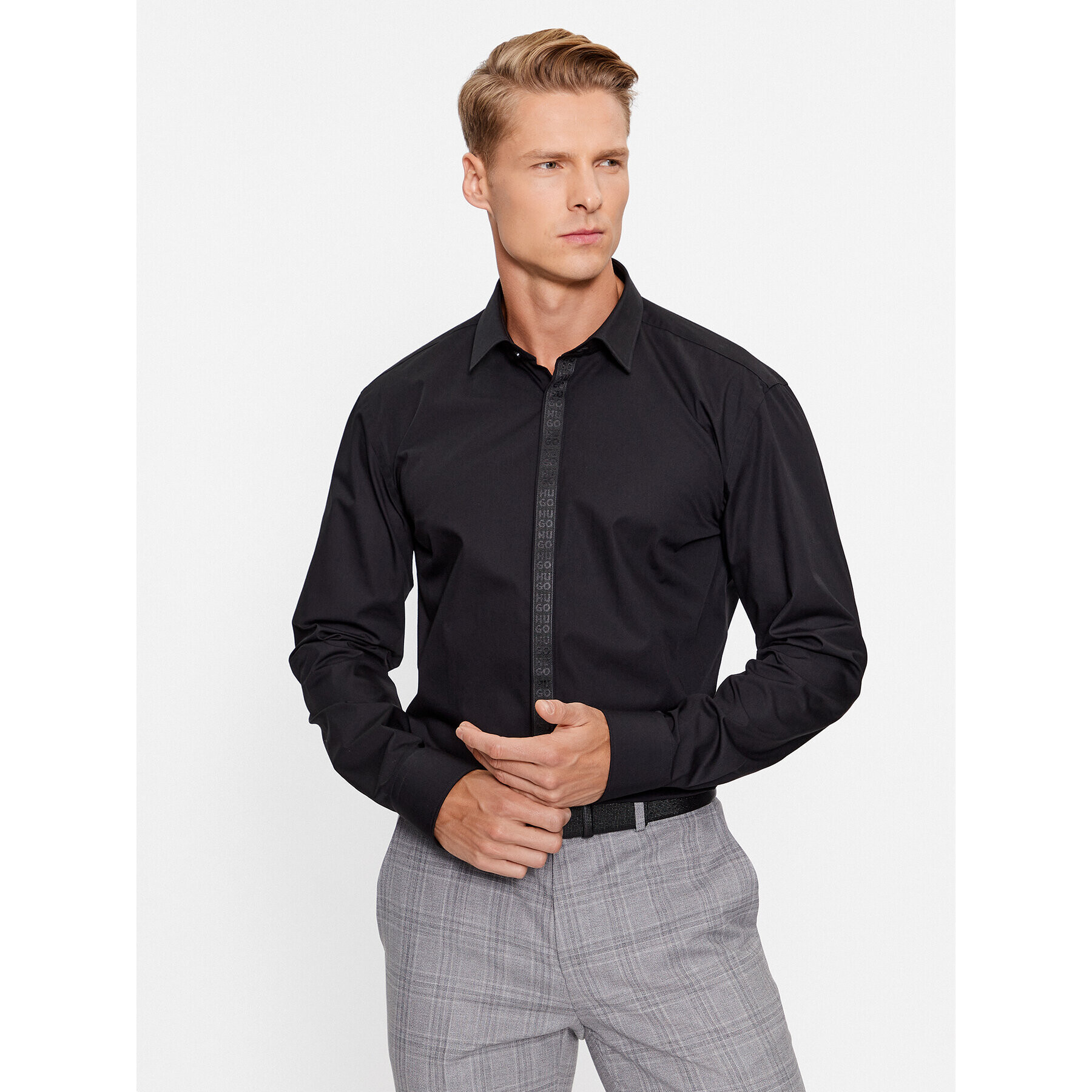 Hugo Риза Keidi 50500966 Черен Slim Fit - Pepit.bg