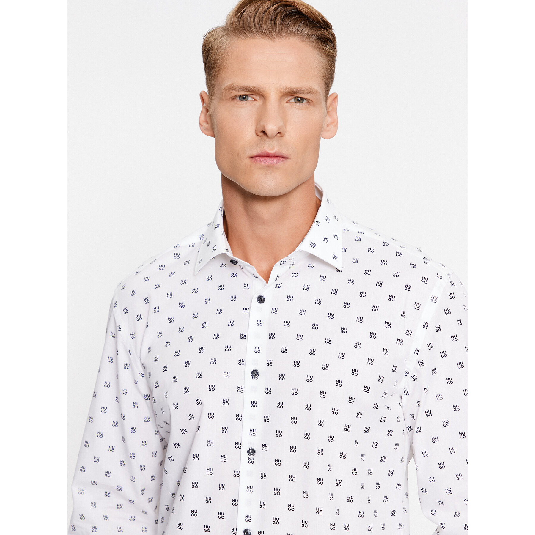 Hugo Риза Kenno 50500961 Бял Slim Fit - Pepit.bg