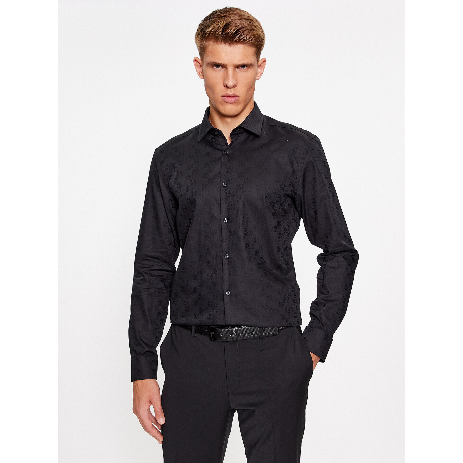 Hugo Риза Kenno 50500965 Черен Slim Fit - Pepit.bg