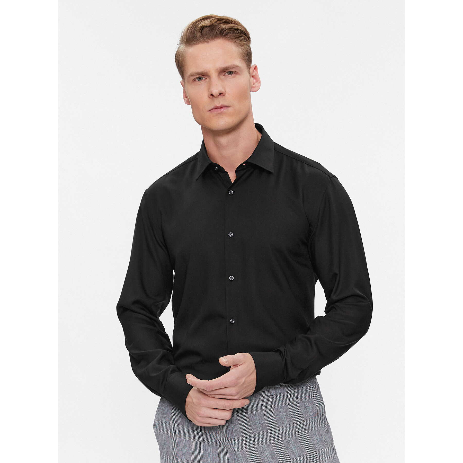 Hugo Риза Kenno 50500998 Черен Slim Fit - Pepit.bg