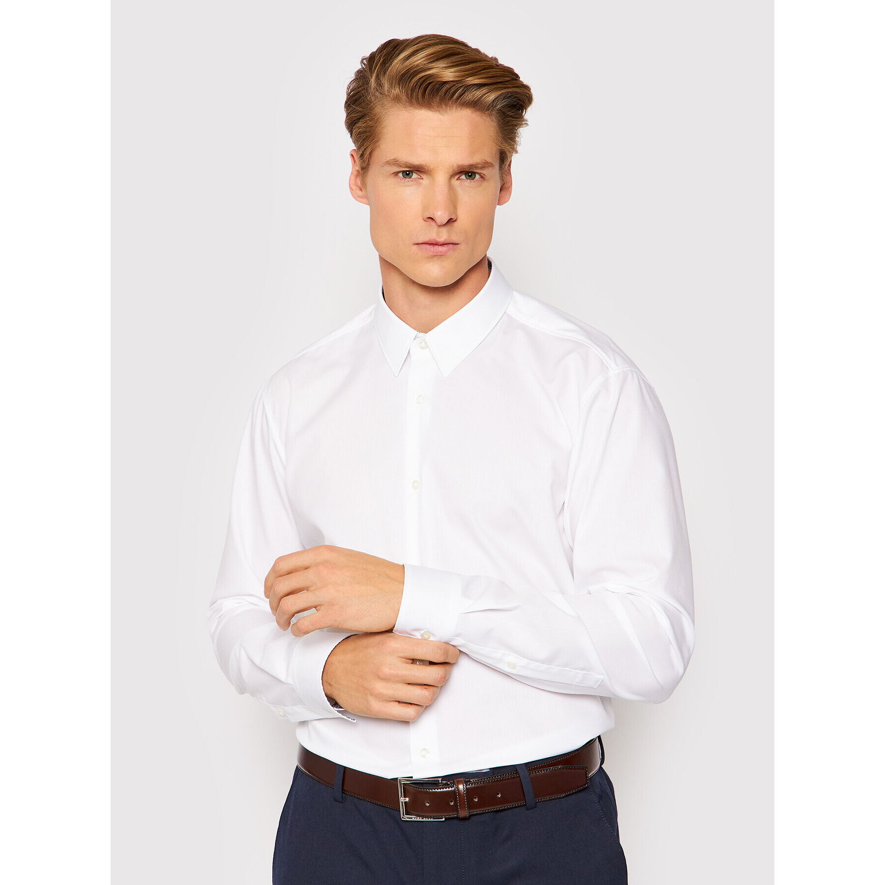 Hugo Риза Vidal 50450067 Бял Regular Fit - Pepit.bg