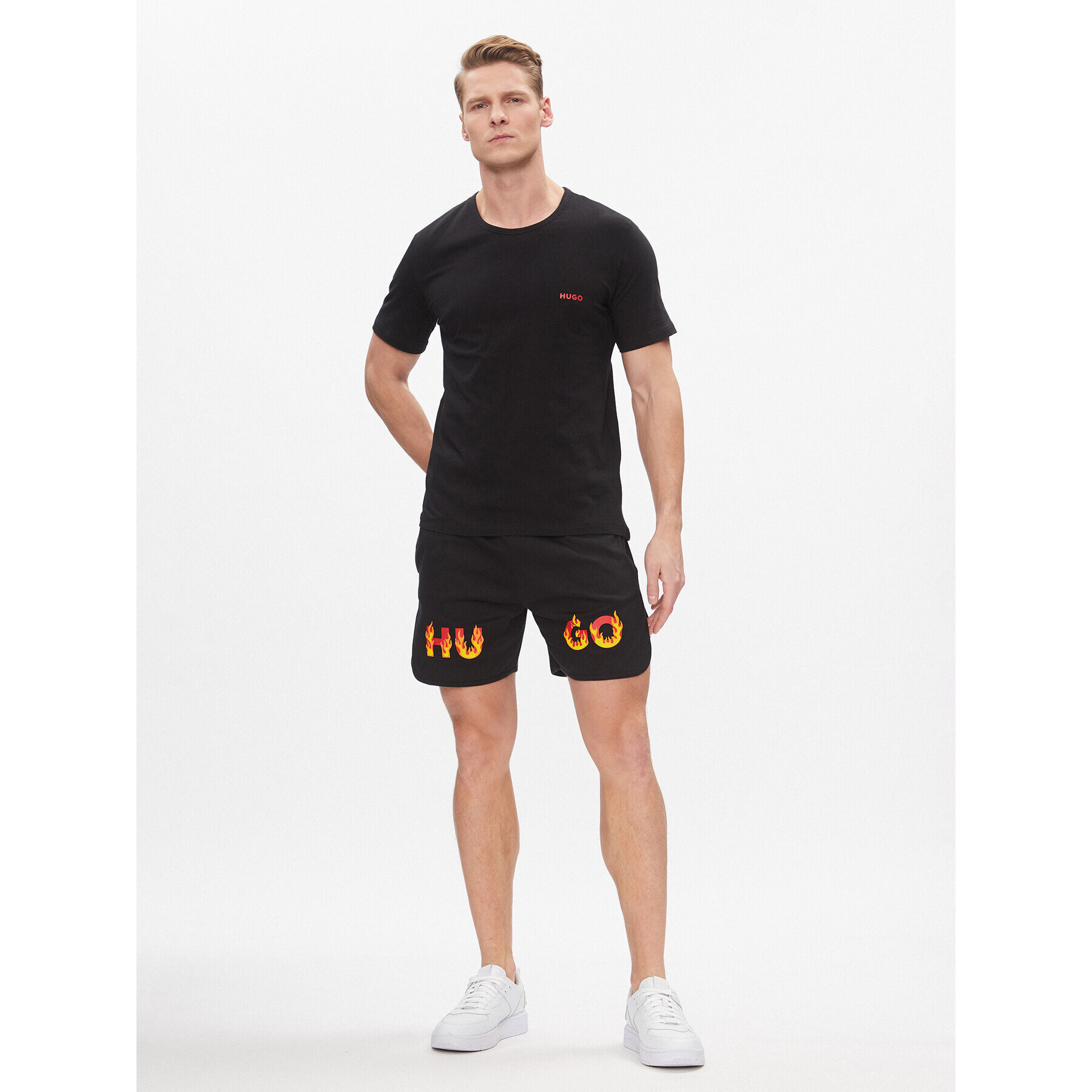 Hugo Спортни шорти Flames 50510474 Черен Regular Fit - Pepit.bg