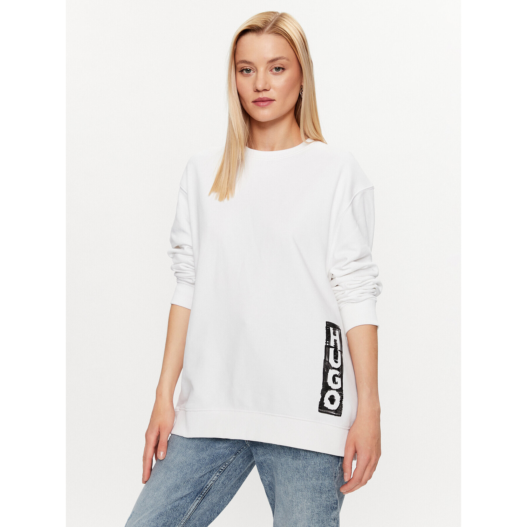 Hugo Суитшърт Deroxane 50492807 Бял Oversize - Pepit.bg