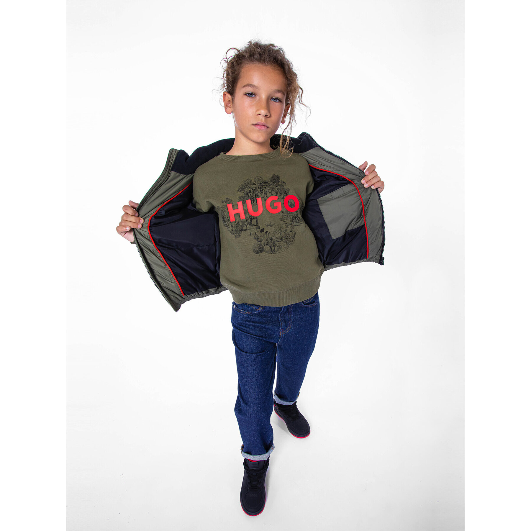Hugo Суитшърт G25150 D Каки Regular Fit - Pepit.bg