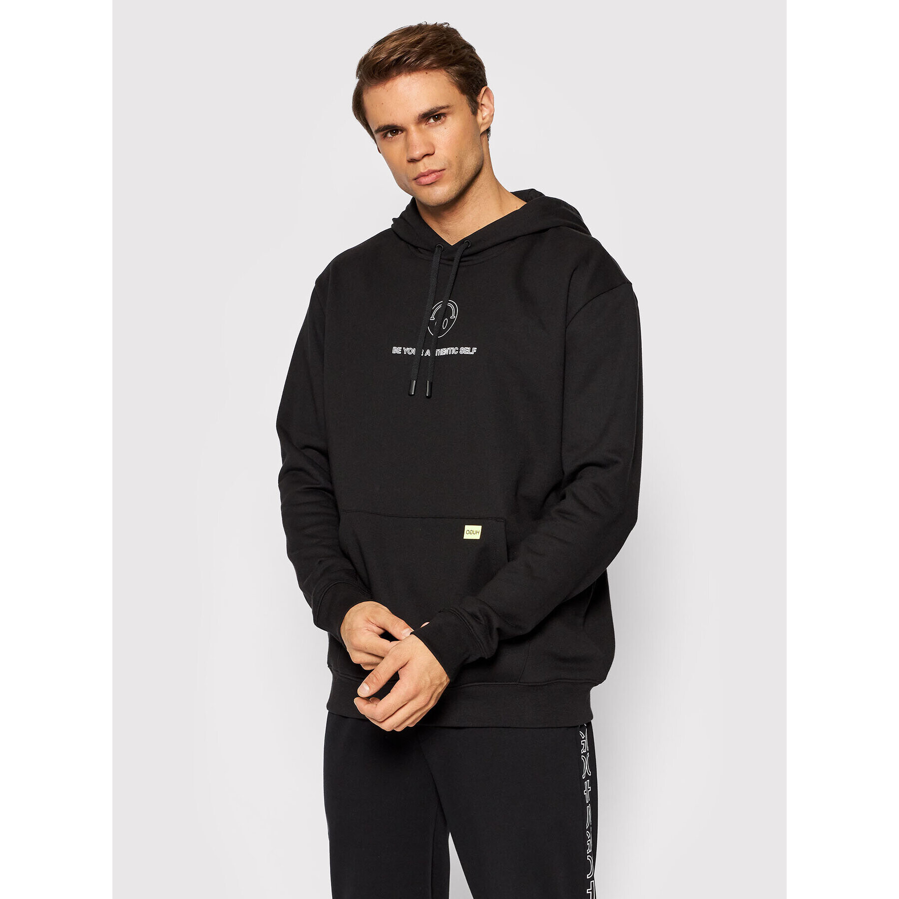 Hugo Суитшърт SMILEY Deatles 50454111 Черен Regular Fit - Pepit.bg
