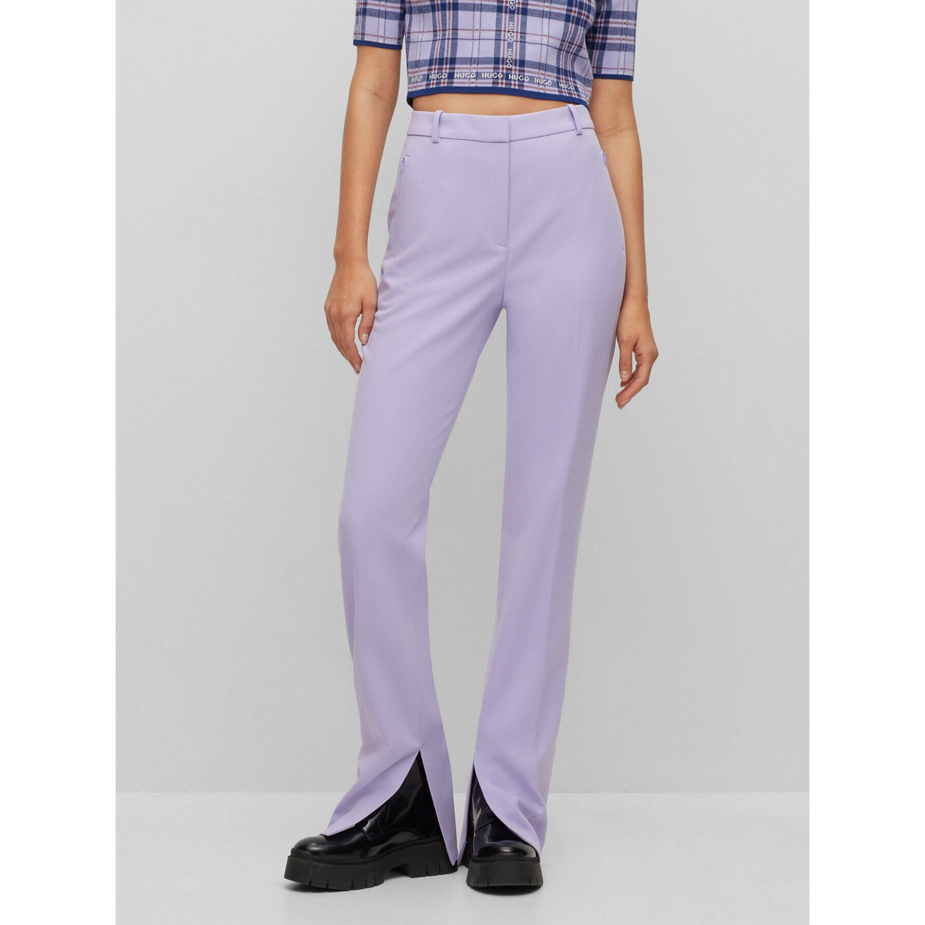 Hugo Текстилни панталони 50476653 Виолетов Regular Fit - Pepit.bg