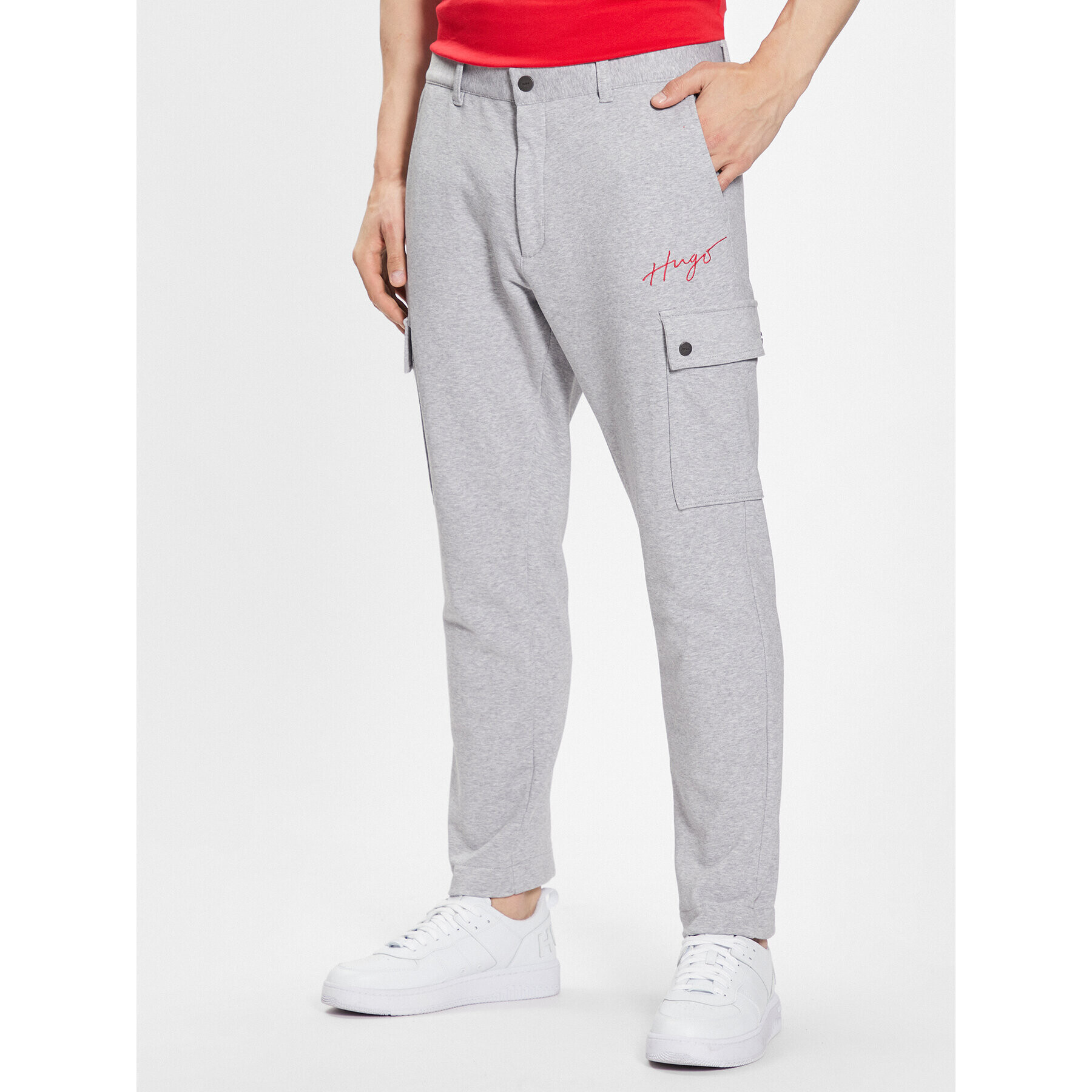 Hugo Текстилни панталони 50496123 Сив Slim Fit - Pepit.bg