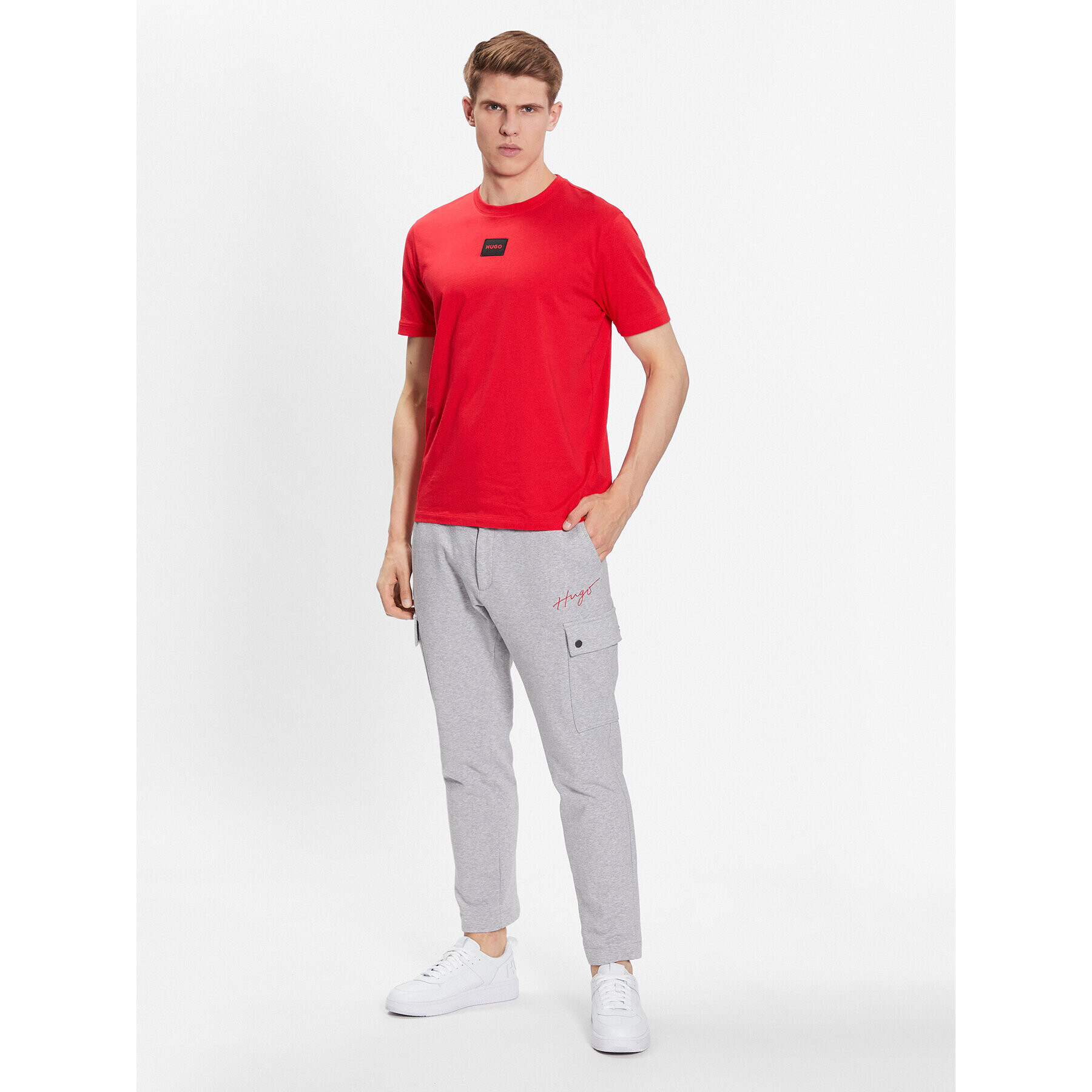 Hugo Текстилни панталони 50496123 Сив Slim Fit - Pepit.bg