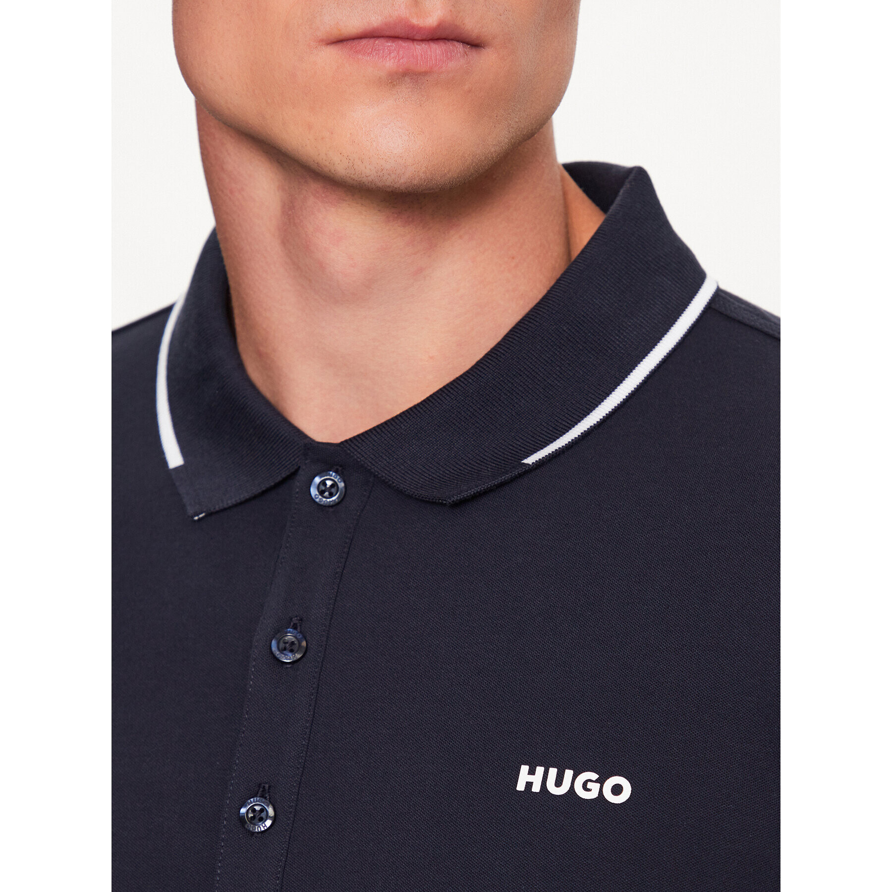 Hugo Тениска с яка и копчета 50467344 Тъмносин Slim Fit - Pepit.bg