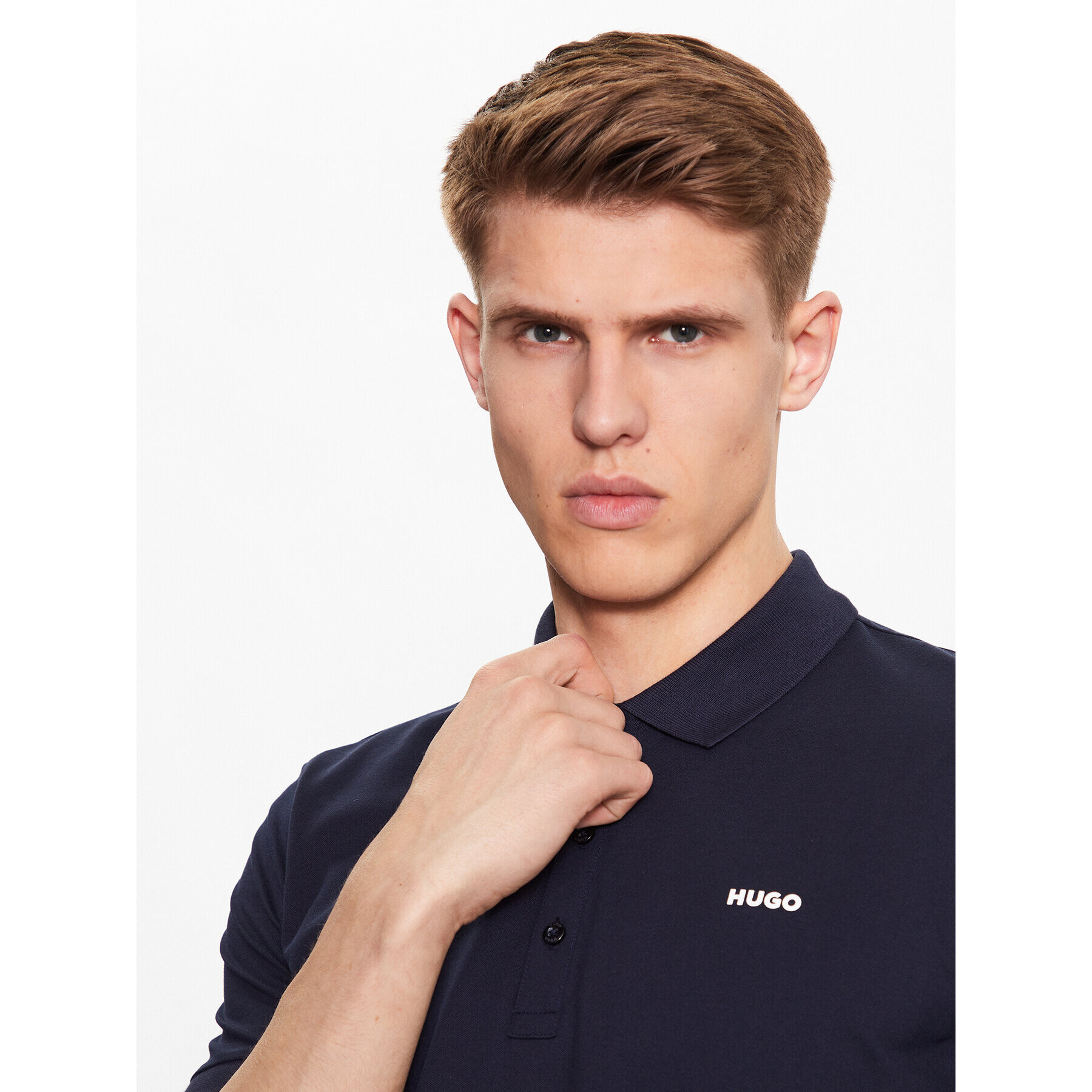 Hugo Тениска с яка и копчета 50470547 Тъмносин Slim Fit - Pepit.bg