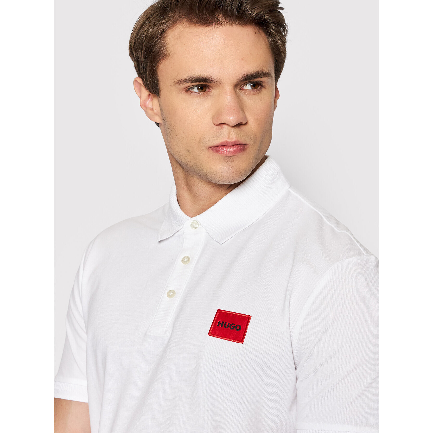 Hugo Тениска с яка и копчета Dereso222 50466202 Бял Slim Fit - Pepit.bg