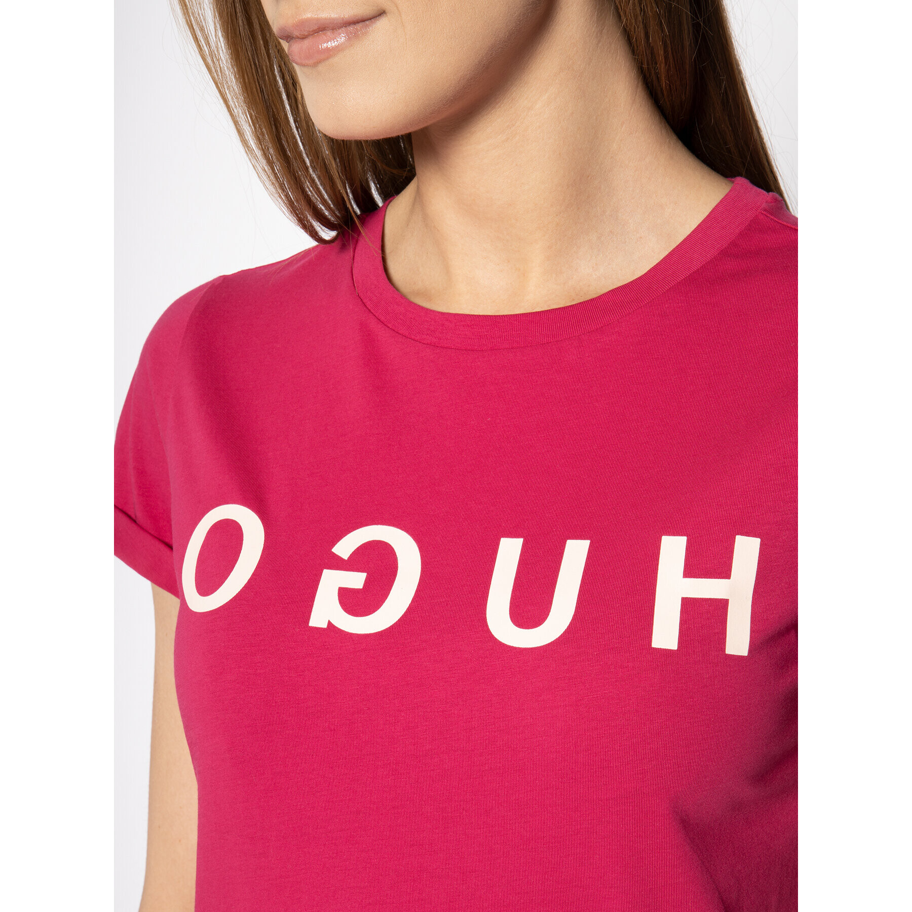 Hugo Тишърт 50411036 Розов Slim Fit - Pepit.bg