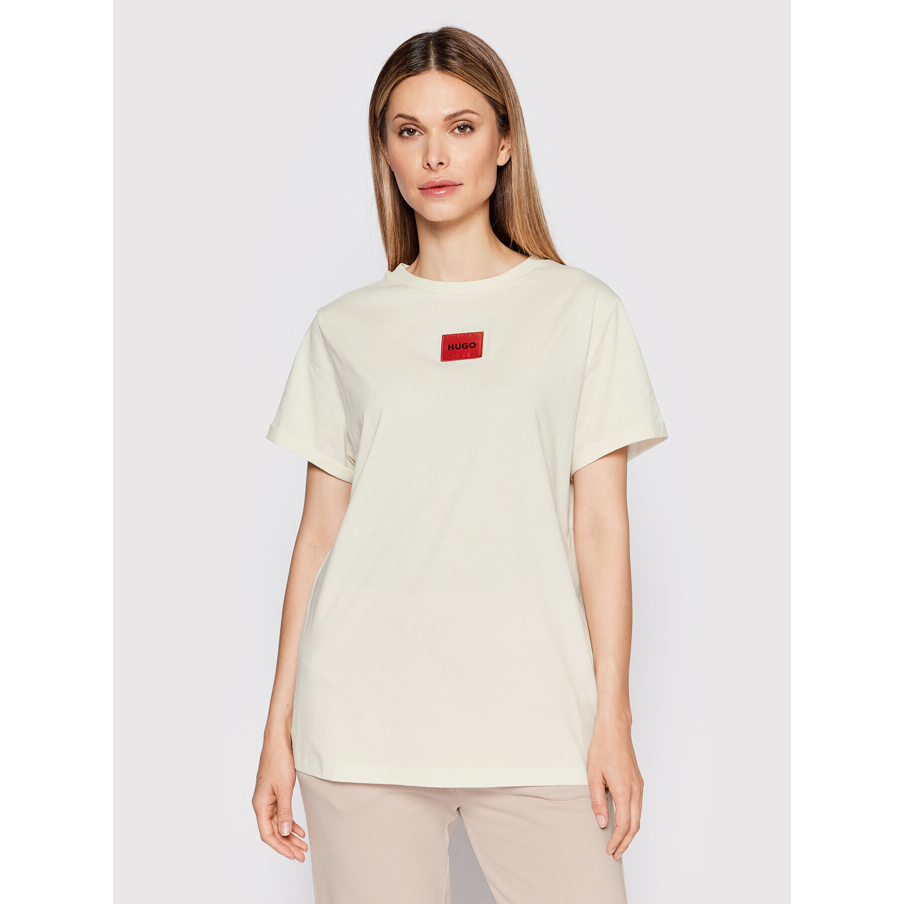 Hugo Тишърт 50456008 Бежов Slim Fit - Pepit.bg