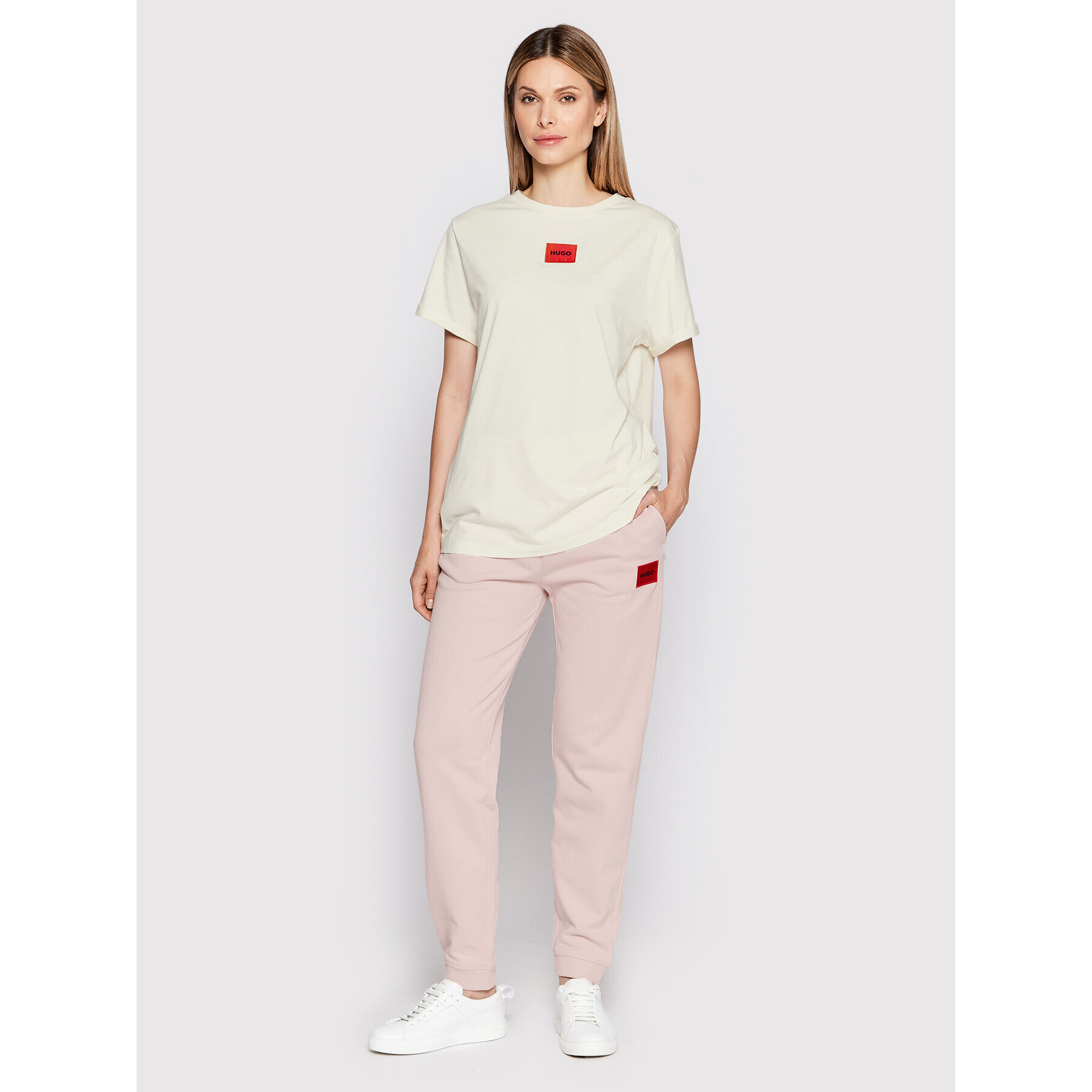 Hugo Тишърт 50456008 Бежов Slim Fit - Pepit.bg