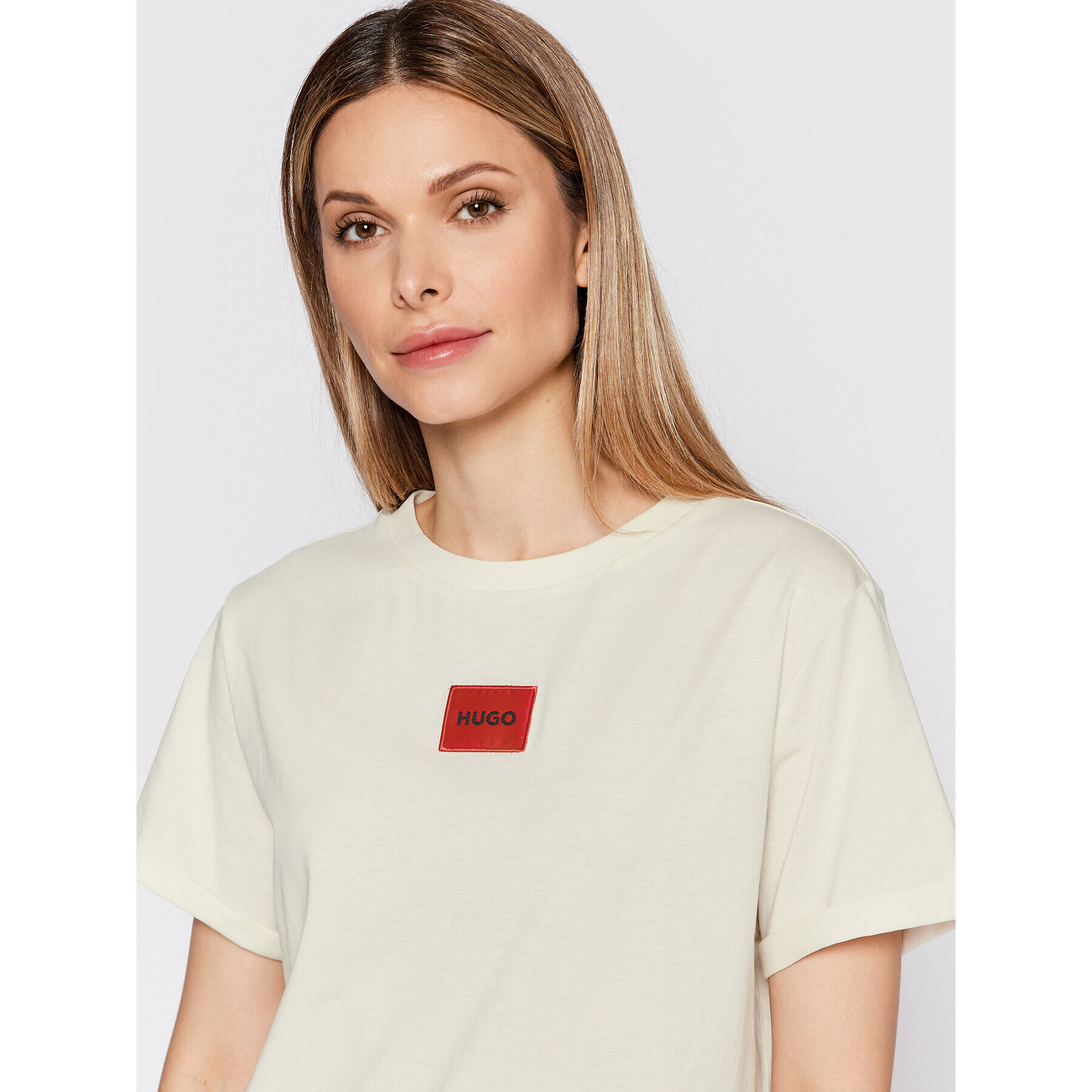 Hugo Тишърт 50456008 Бежов Slim Fit - Pepit.bg