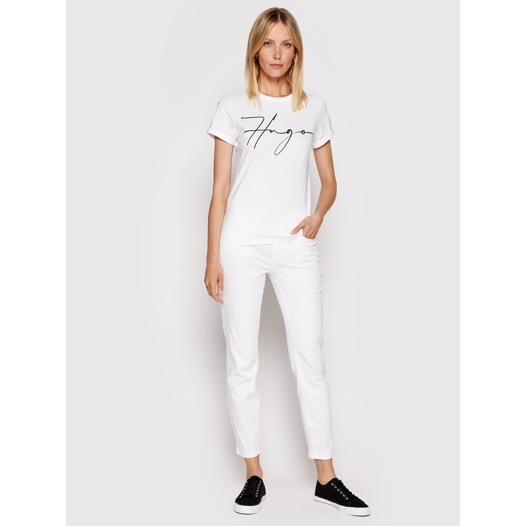 Hugo Тишърт 50467249 Бял Slim Fit - Pepit.bg
