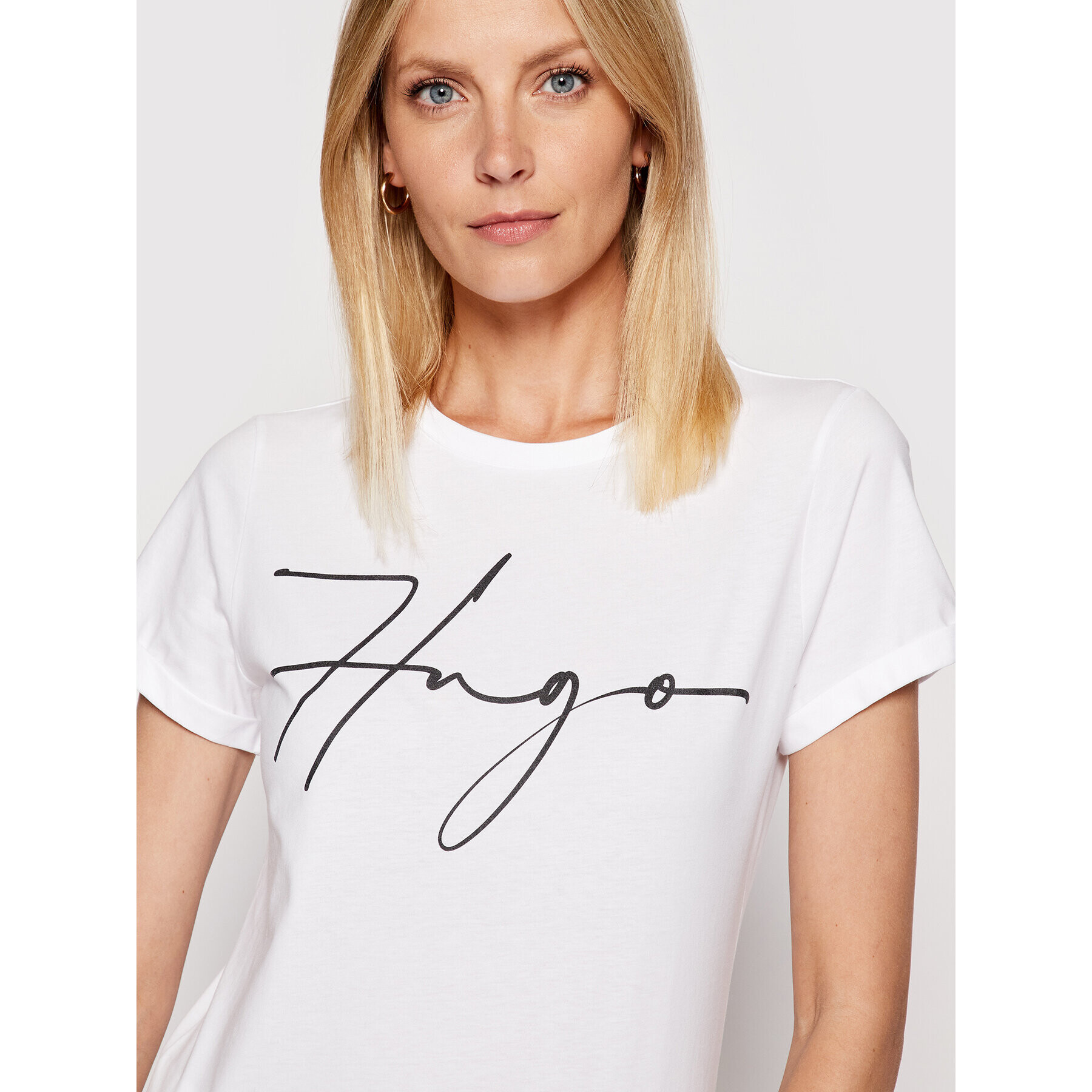 Hugo Тишърт 50467249 Бял Slim Fit - Pepit.bg