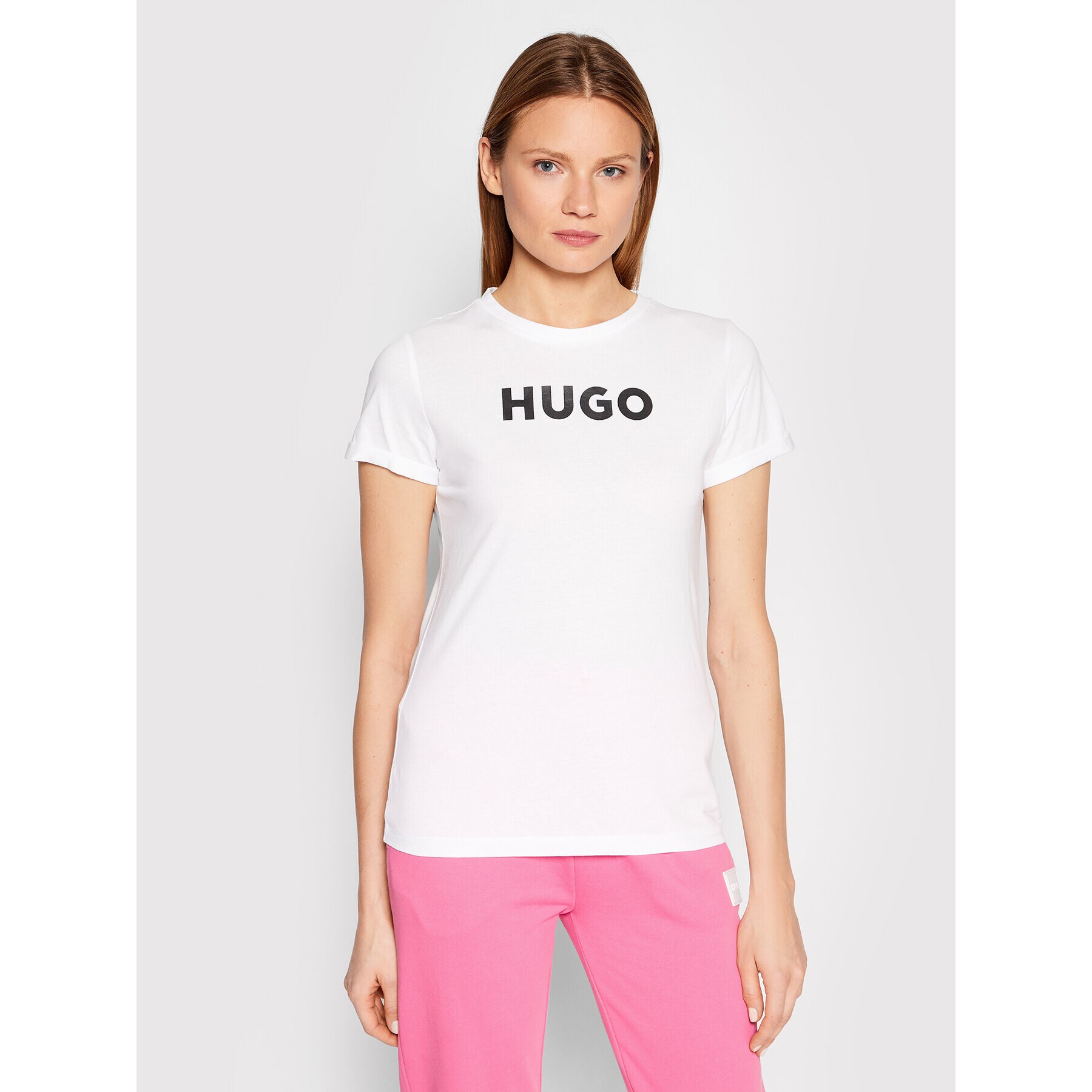 Hugo Тишърт 50473813 Бял Slim Fit - Pepit.bg