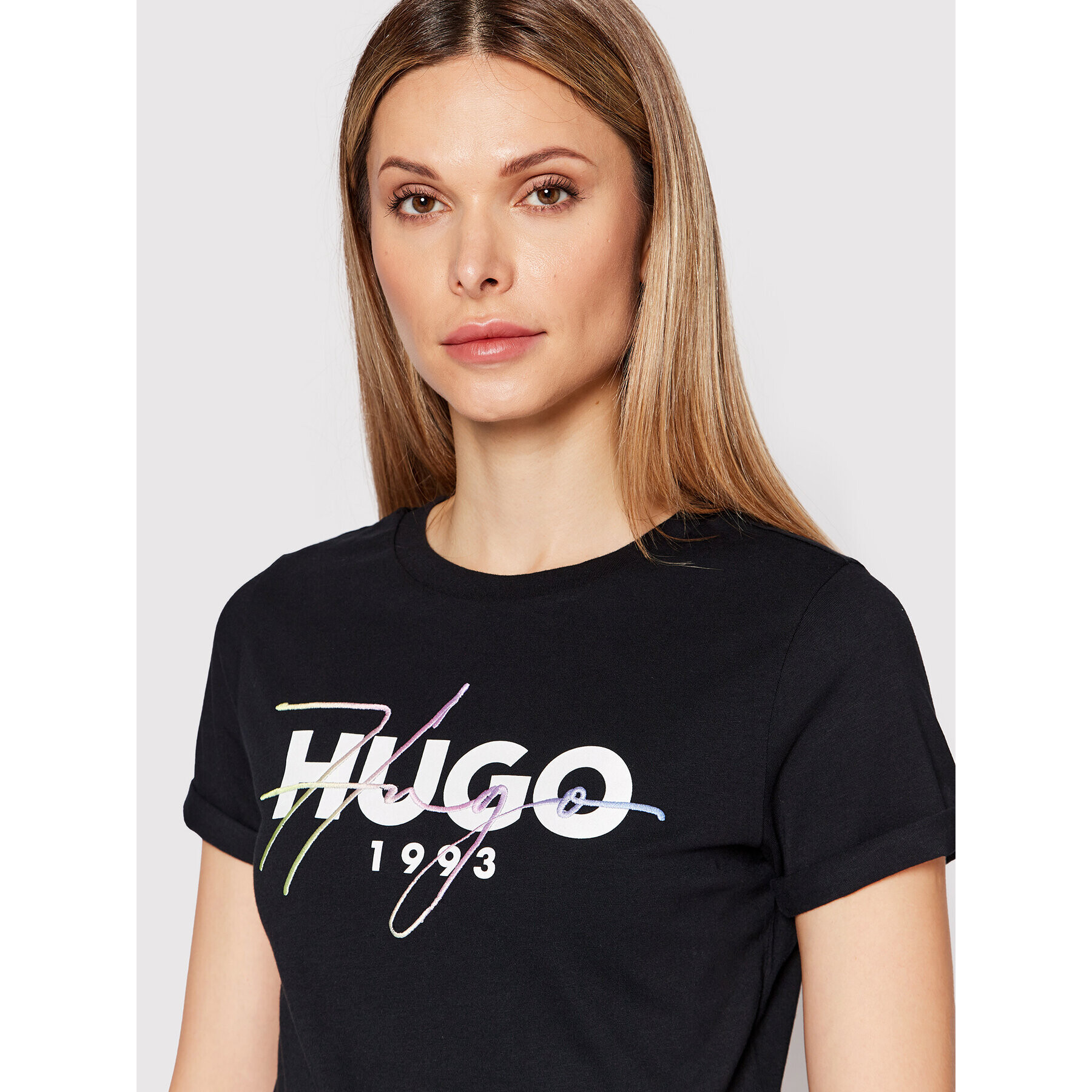 Hugo Тишърт 50476111 Черен Slim Fit - Pepit.bg