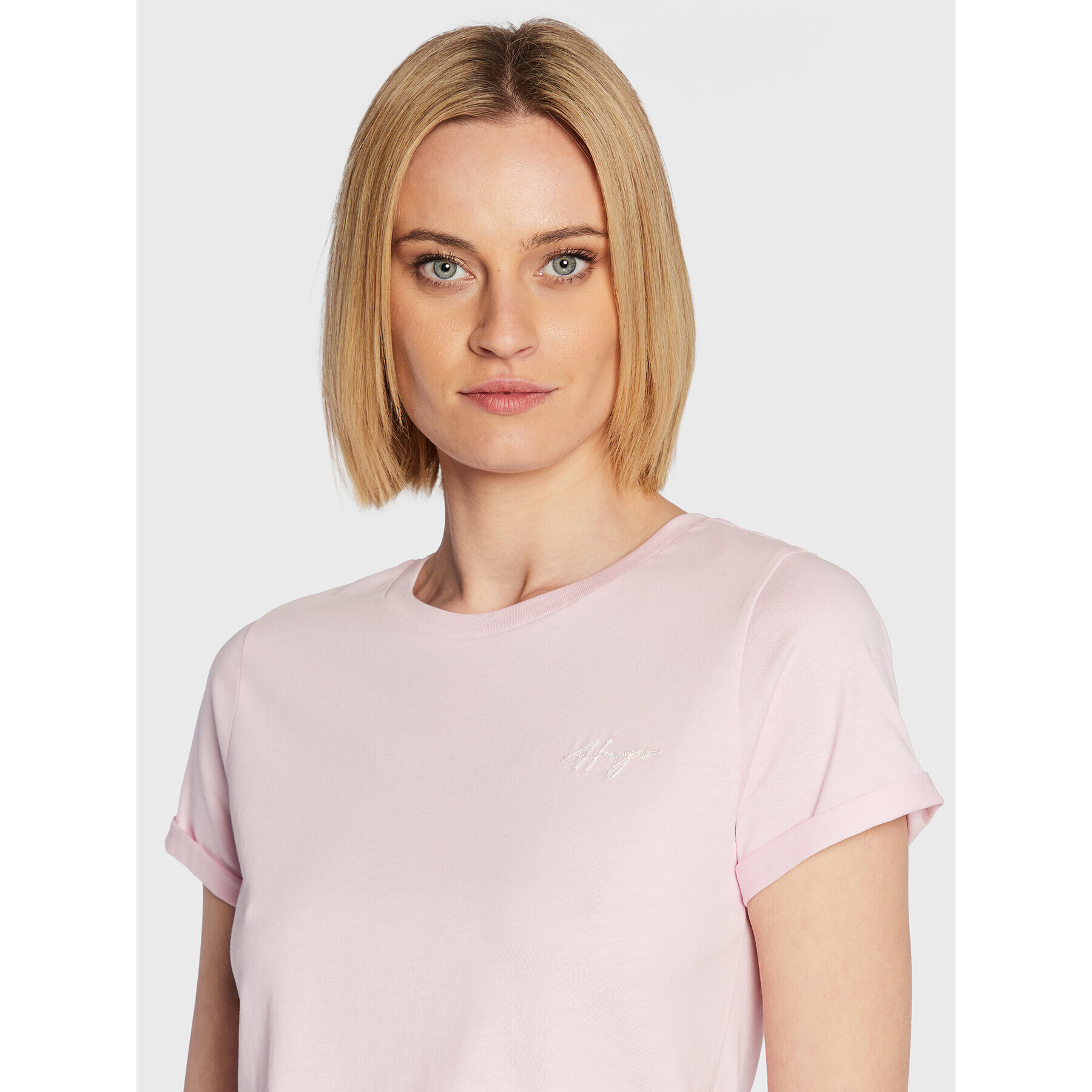 Hugo Тишърт 50478217 Розов Slim Fit - Pepit.bg