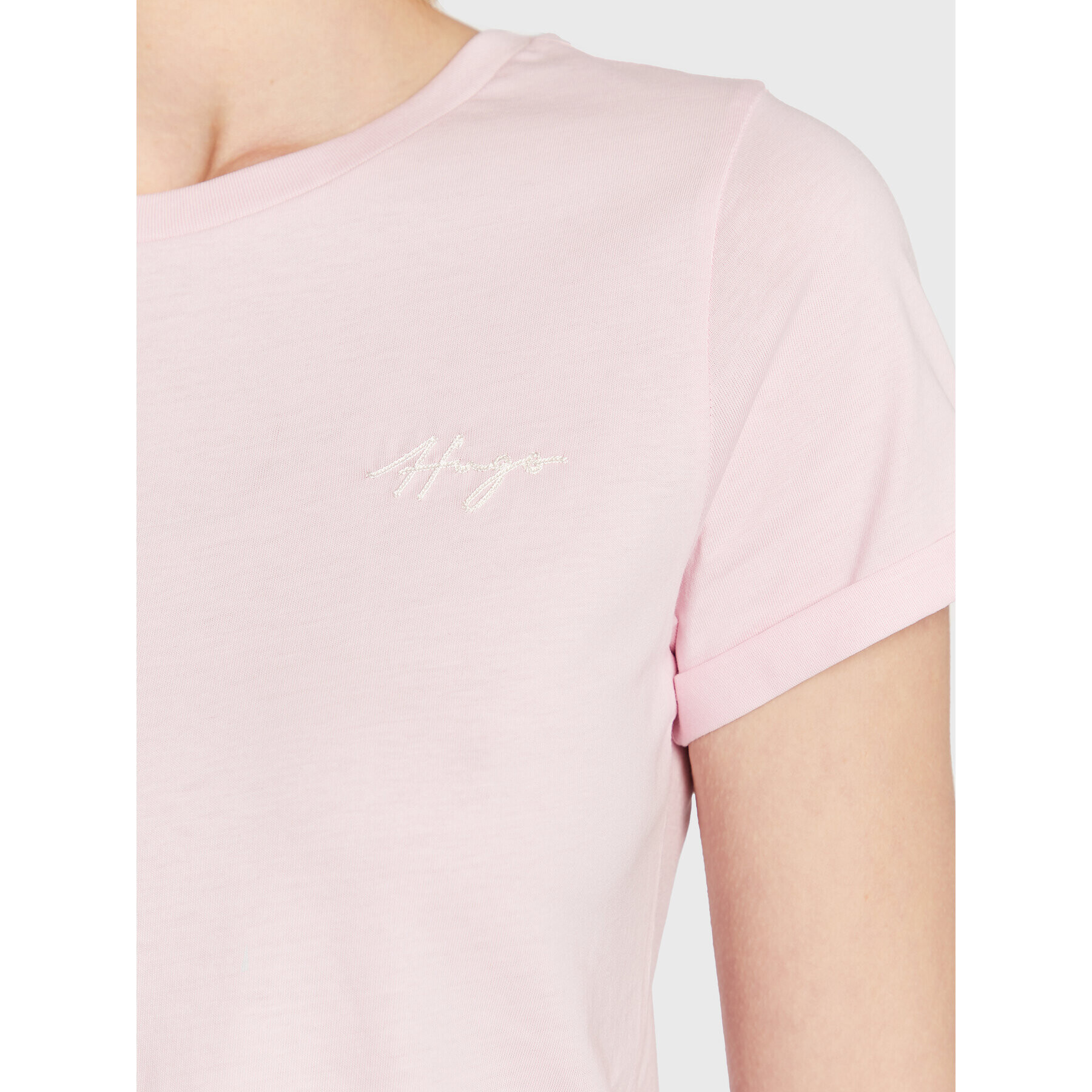 Hugo Тишърт 50478217 Розов Slim Fit - Pepit.bg