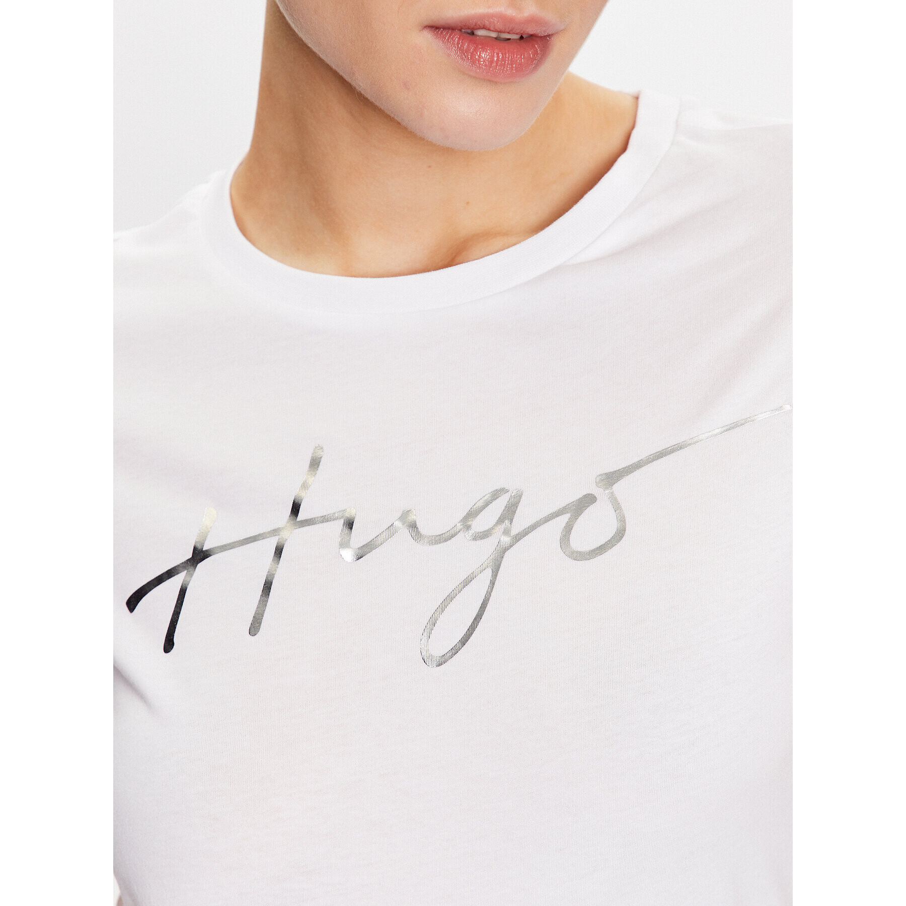 Hugo Тишърт 50485034 Бял Slim Fit - Pepit.bg
