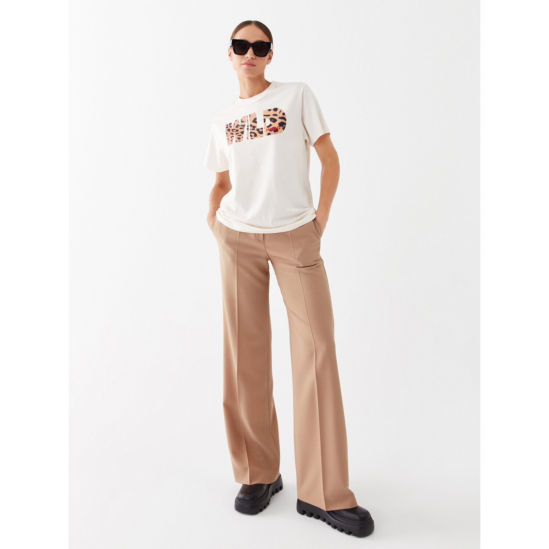 Hugo Тишърт 50485143 Бежов Regular Fit - Pepit.bg