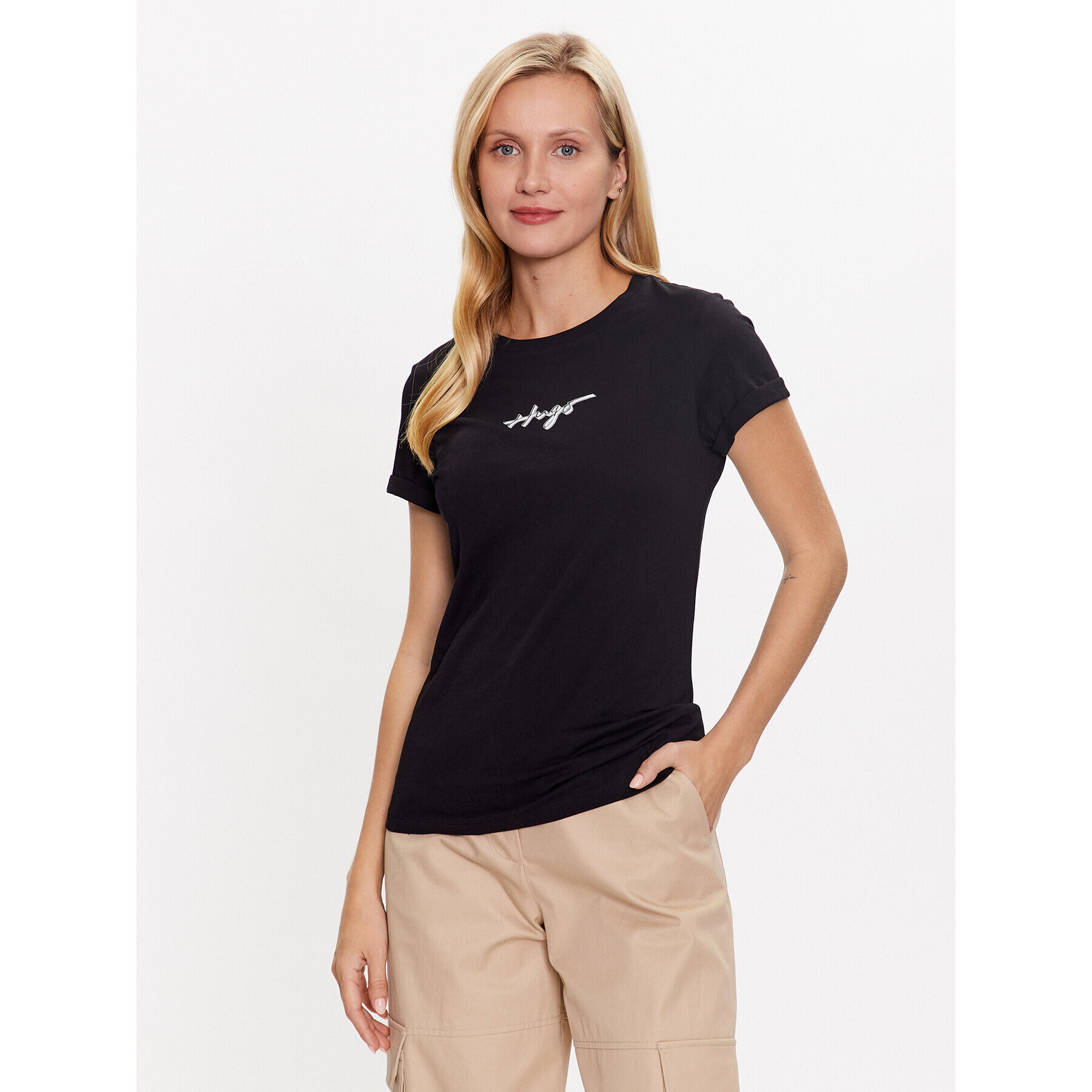 Hugo Тишърт 50486327 Черен Slim Fit - Pepit.bg