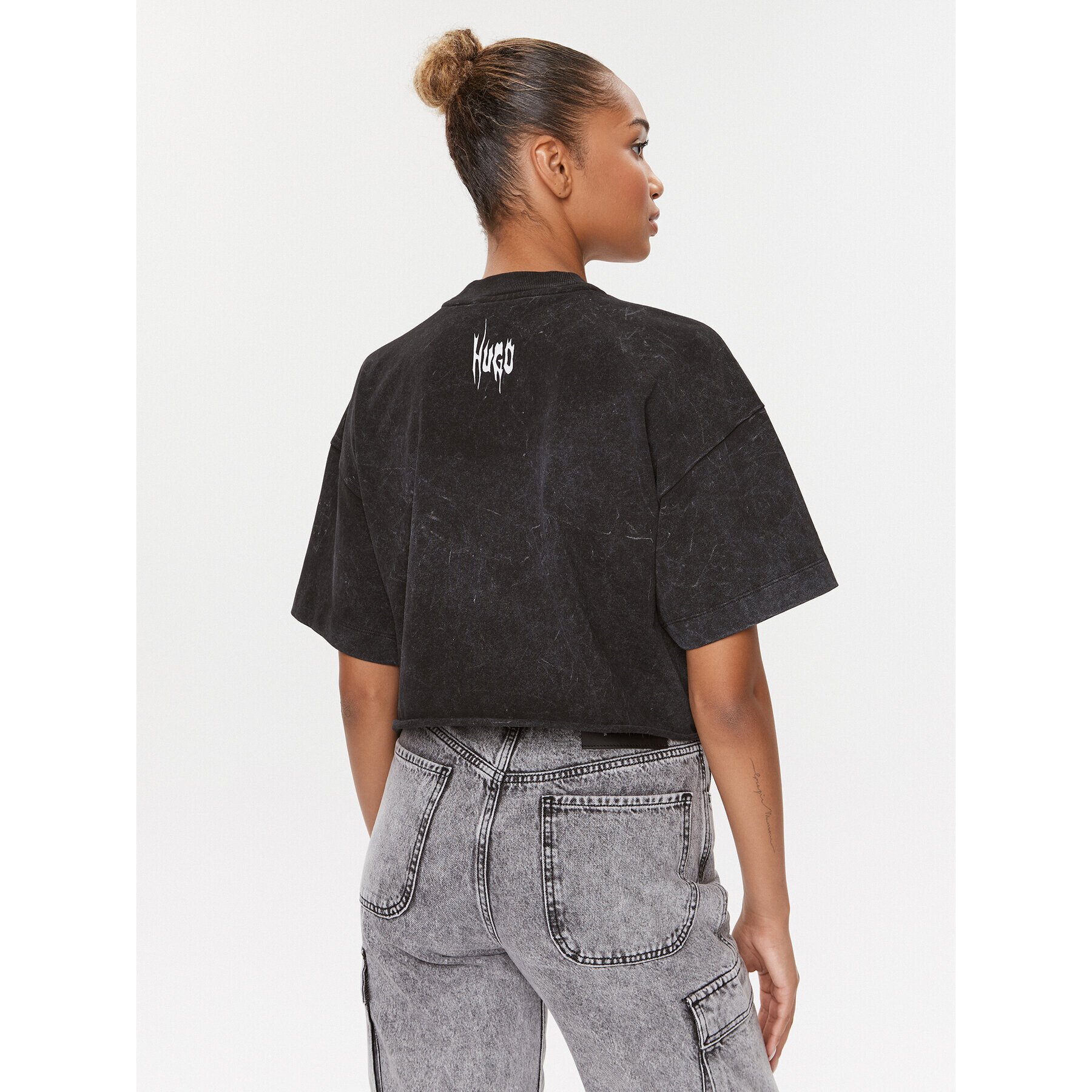 Hugo Тишърт Cropped_Bp 50508784 Сив Relaxed Fit - Pepit.bg