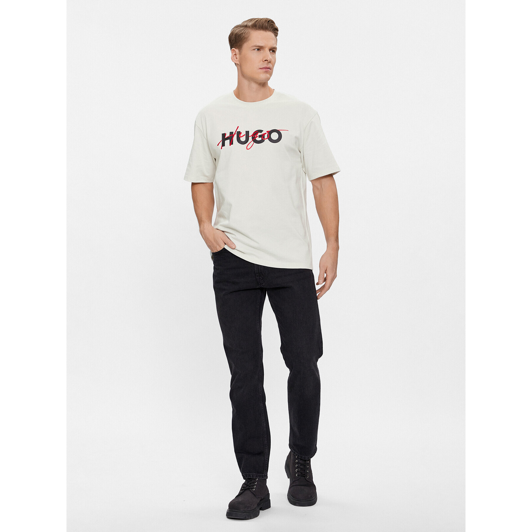 Hugo Тишърт Dakaishi 50494565 Бежов Relaxed Fit - Pepit.bg