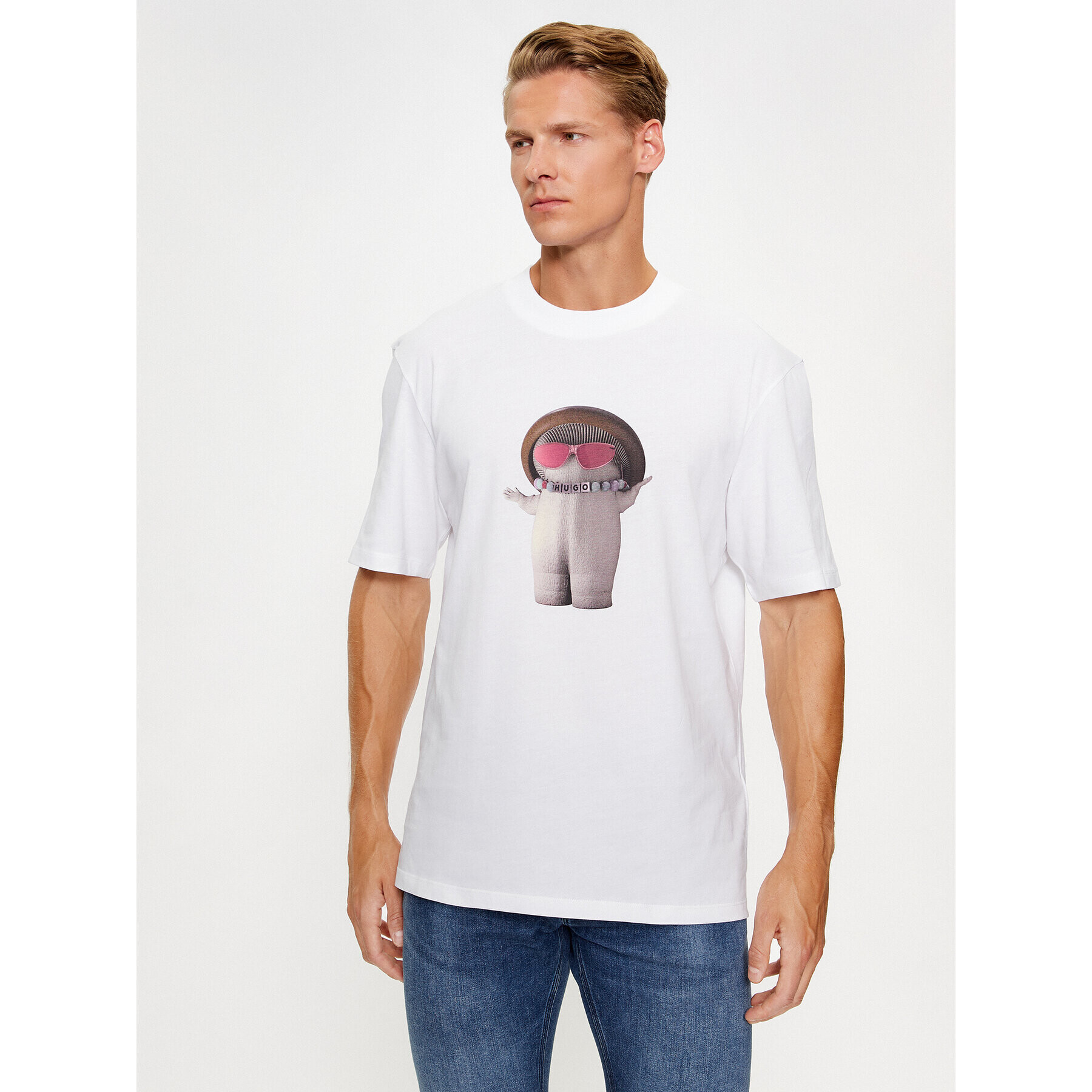 Hugo Тишърт Dampignon 50495167 Бял Relaxed Fit - Pepit.bg
